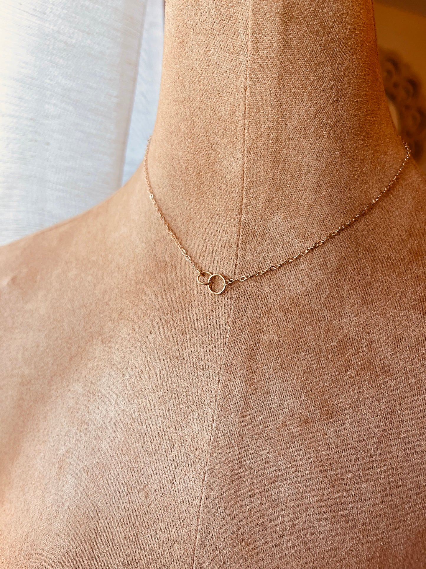 14K Solid Gold Connected Links Choker Necklace, Minimalist Jewelry, Meaningful Gift for Her