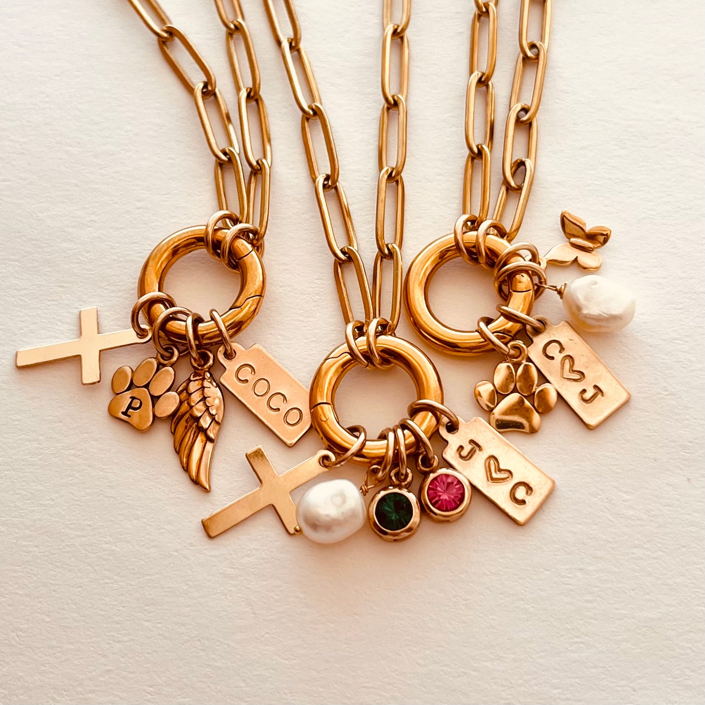 Personalized Charm Holder Necklace | Mix & Match Gold Charm Necklace