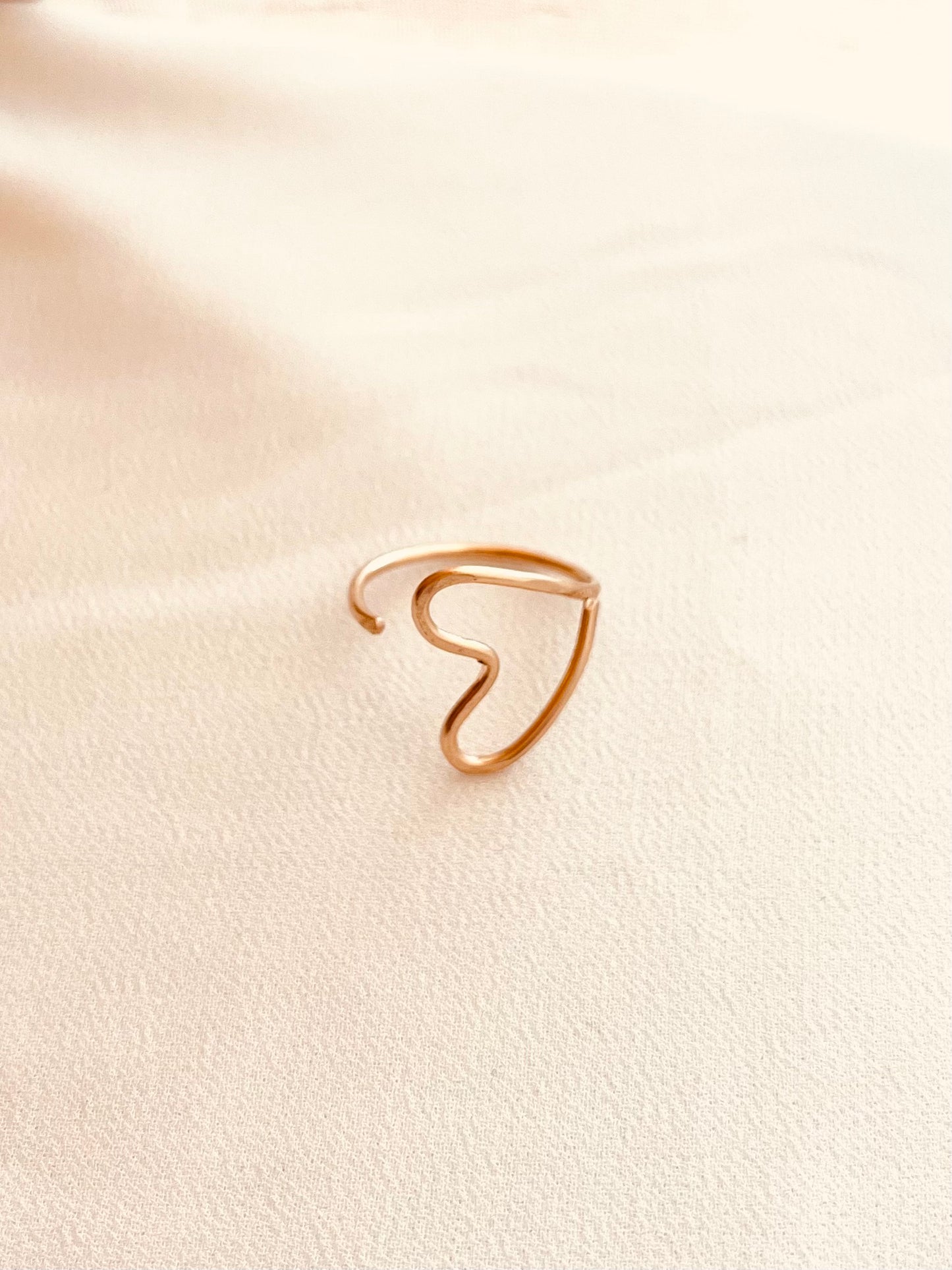 Dainty Adjustable Heart Ring – Minimal Gold Open Ring Everyday Jewelry