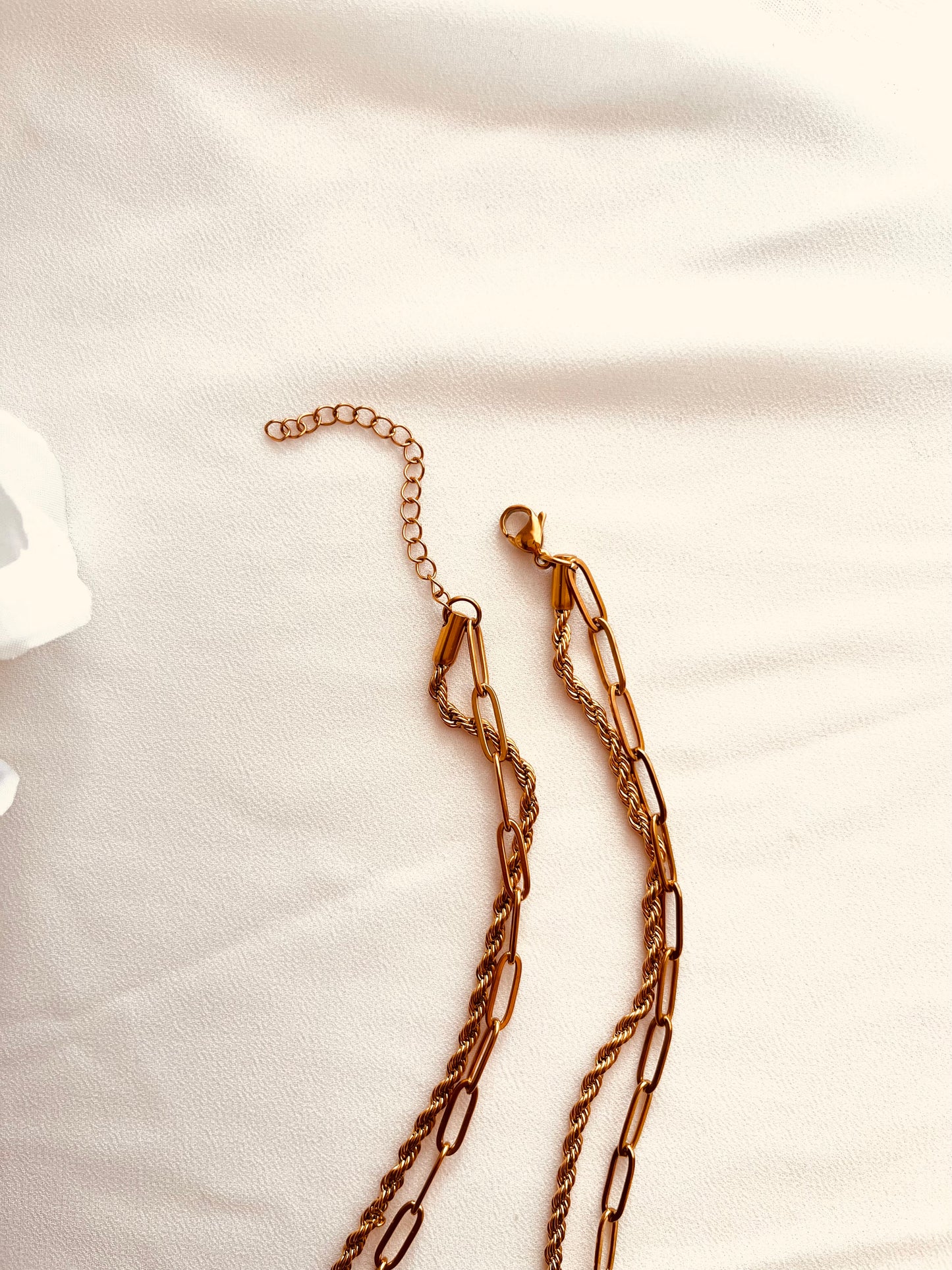 Layered Gold Necklace Set – Rope & Paperclip Chain | 2-in-1