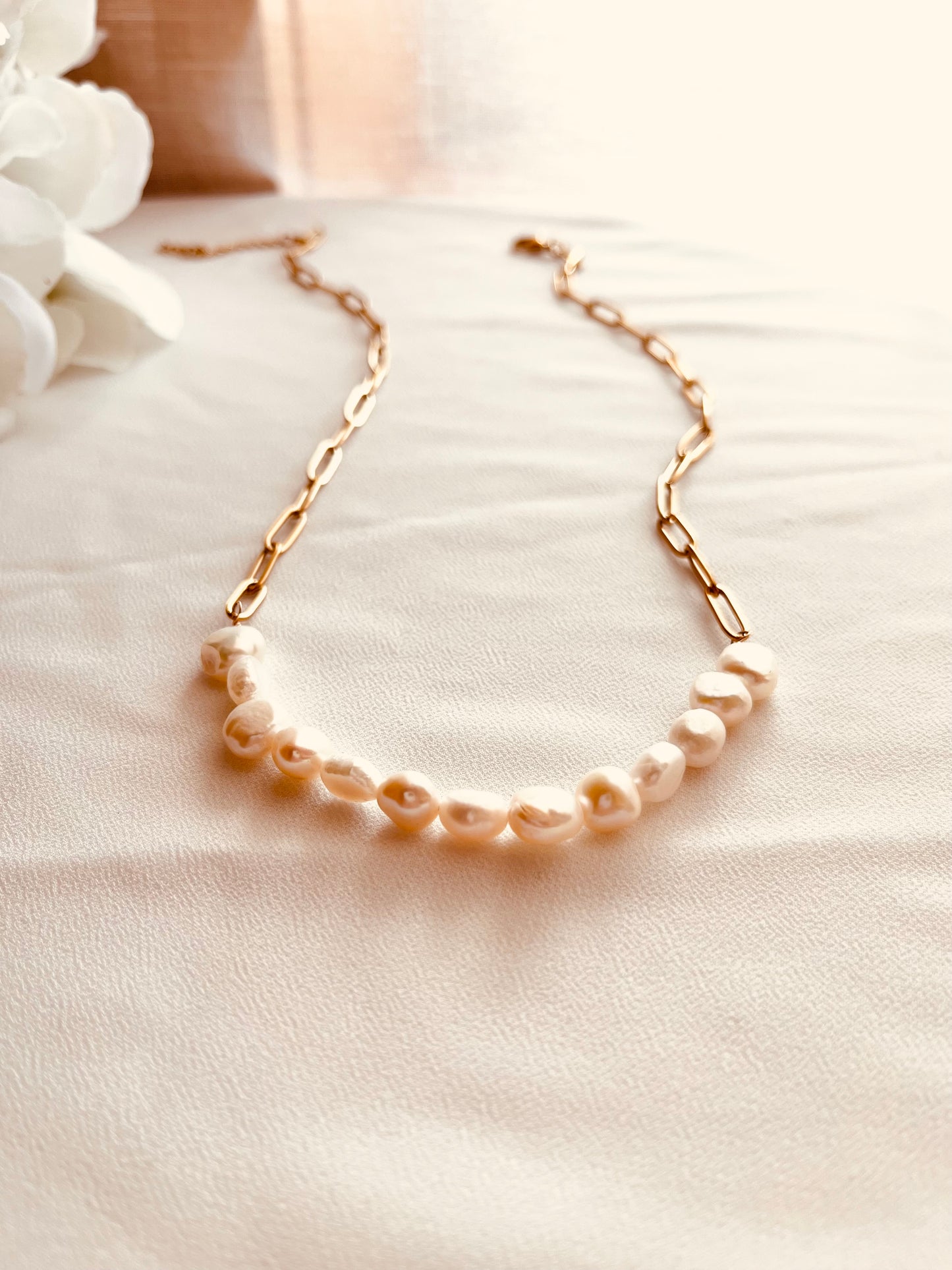 Chunky Pearl Necklace – Rustic Freshwater Pearl Necklace for Everyday Wear