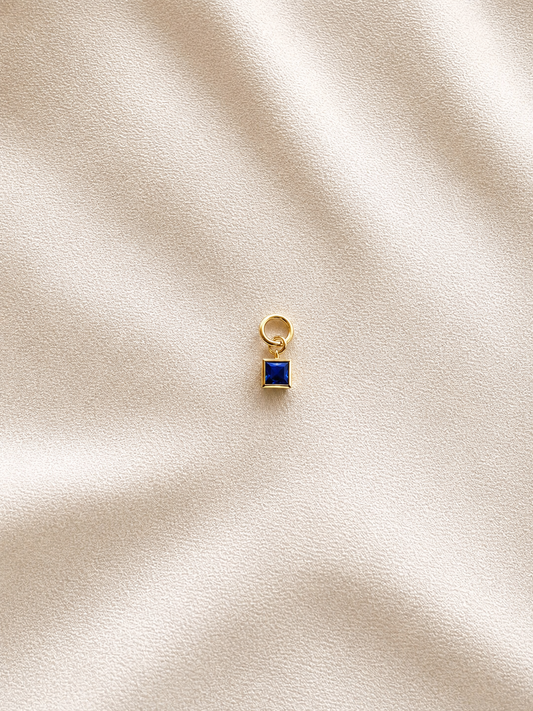 Tiny Sapphire Charm | September Birthstone CZ Charm | 14K Gold Filled | Add-On Charm for Necklaces & Hoop Earrings