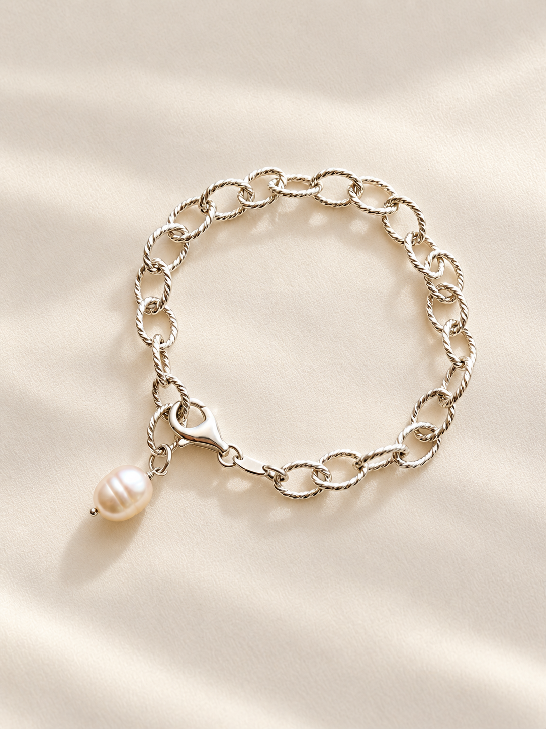 Sterling Silver Pearl Bracelet | Elegant Gold Chain Bracelet for Women, Freshwater Pearl Bracelet | Sterling Silver Pearl Charm Bracelet
