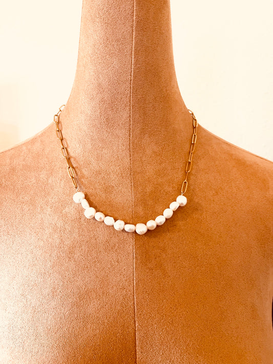 Chunky Pearl Necklace – Rustic Freshwater Pearl Necklace for Everyday Wear