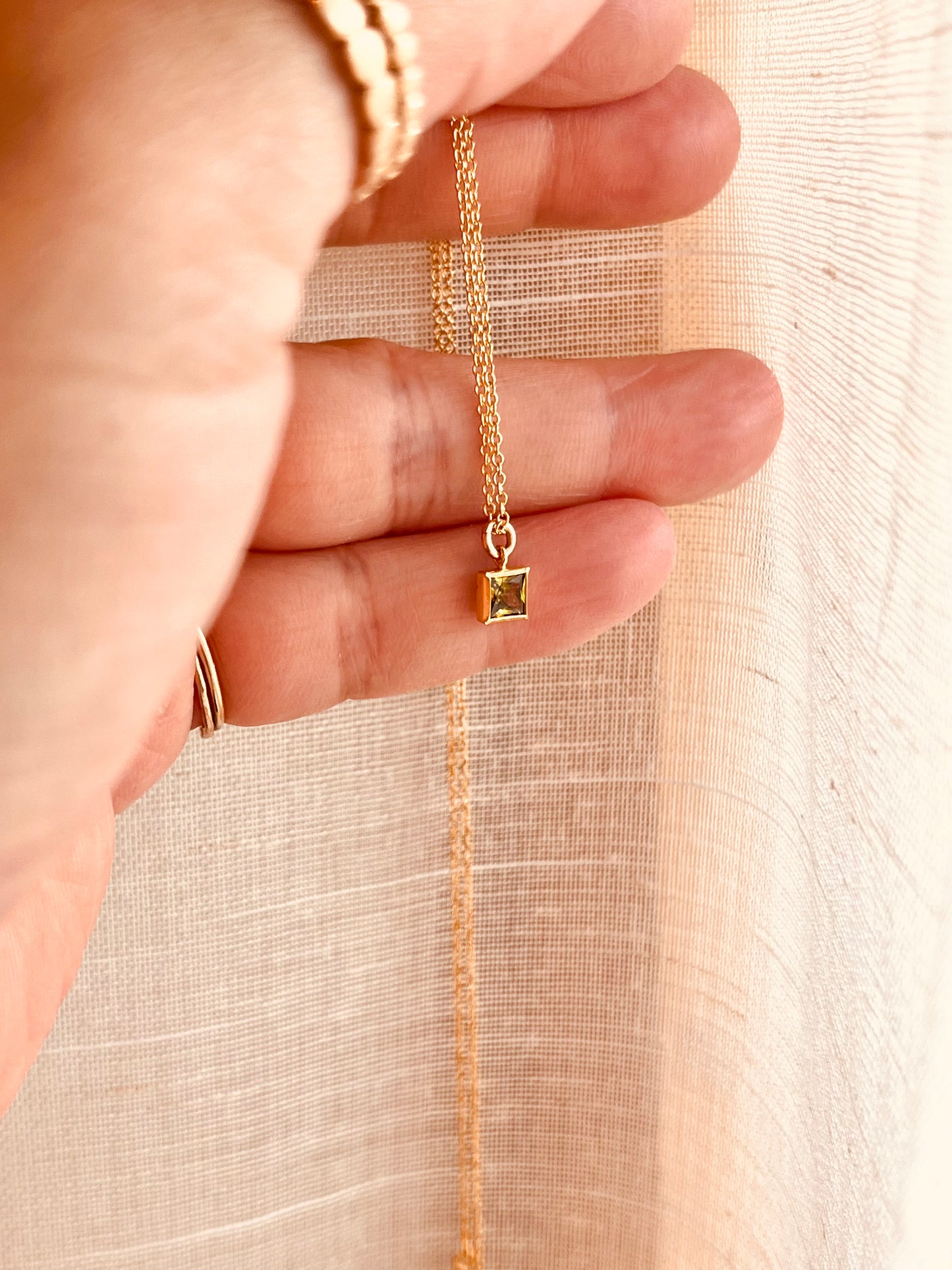 Tiny Peridot Necklace | August Birthstone | 14K Gold Filled Jewelry