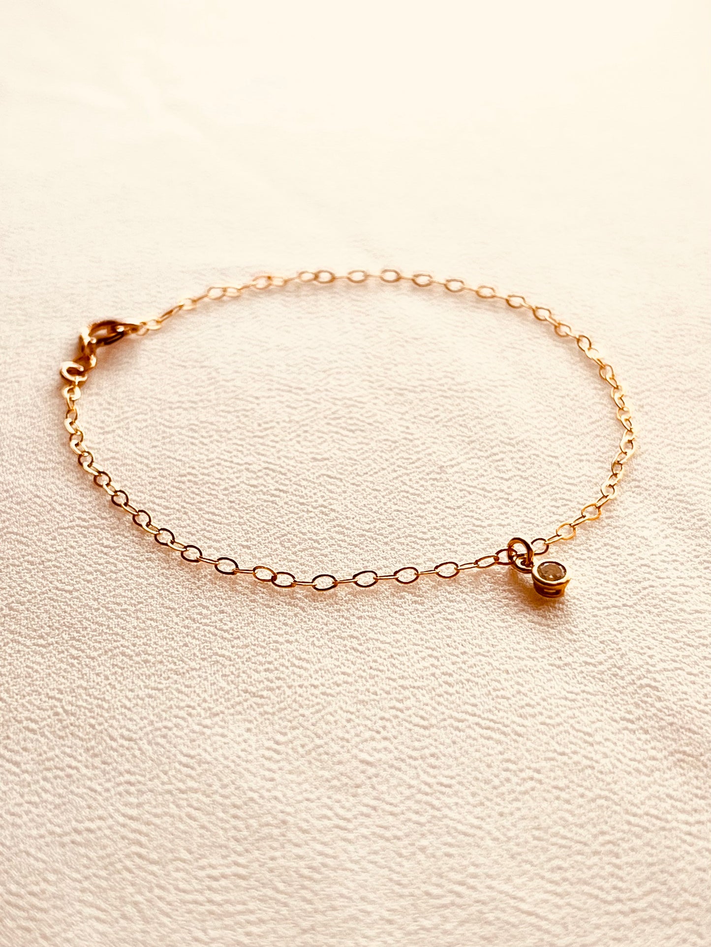 Super Dainty CZ Drop Bracelet | 14K Gold Filled Custom Fit Bracelet | Minimalist Layering Bracelet | Gift for Her