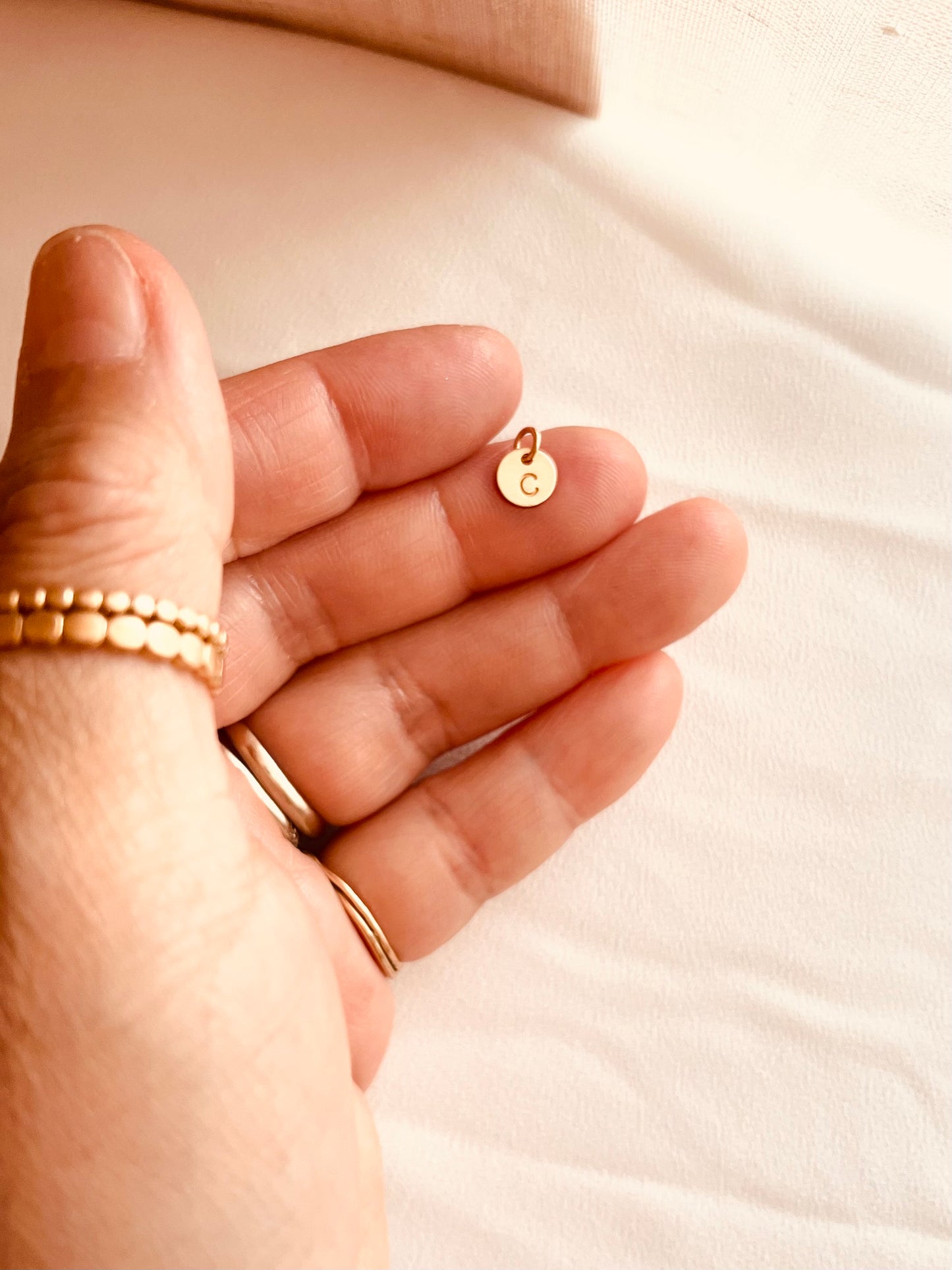 6mm Initial Disc Charm | Personalized Letter Pendant | 14K Gold Filled & Sterling Silver