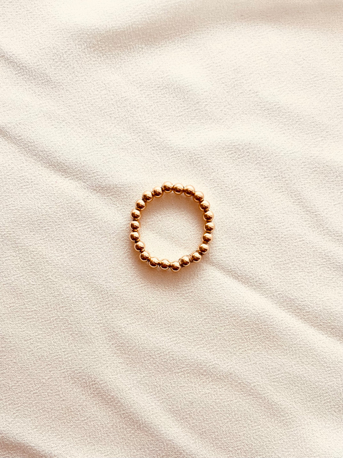 14K Gold Filled 3mm Beaded Stretch Ring | Custom Fit Ring