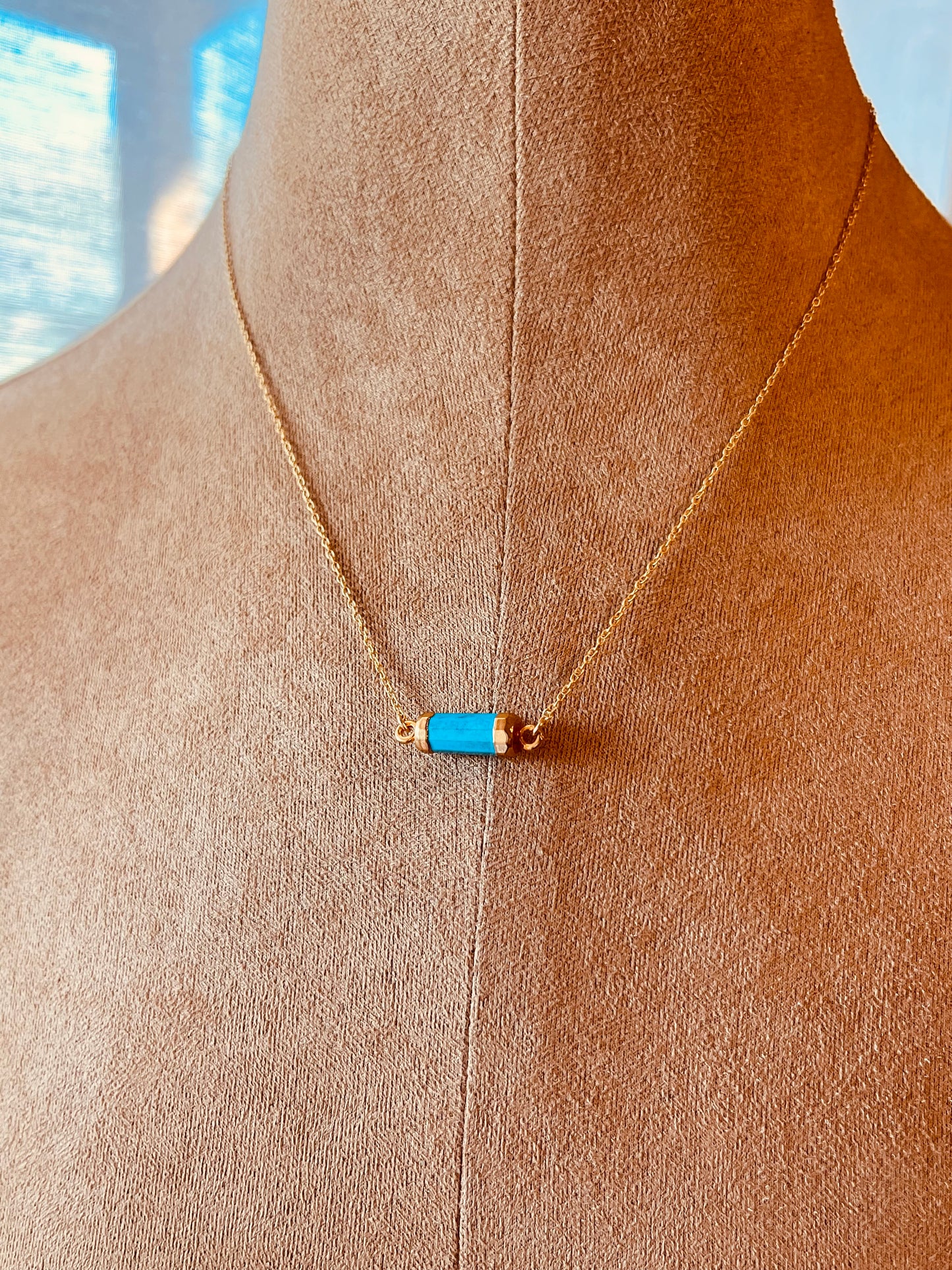 Turquoise Bar Necklace, Minimalist Turquoise Necklace, Dainty Jewelry, Gift for Her
