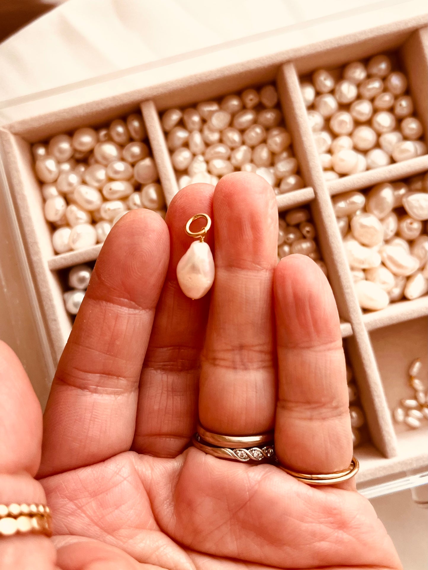 Freshwater Pearl Charm Add-On | Baroque Pearl Necklace & Hoop Earring Charm | 14K Gold Filled or Sterling Silver