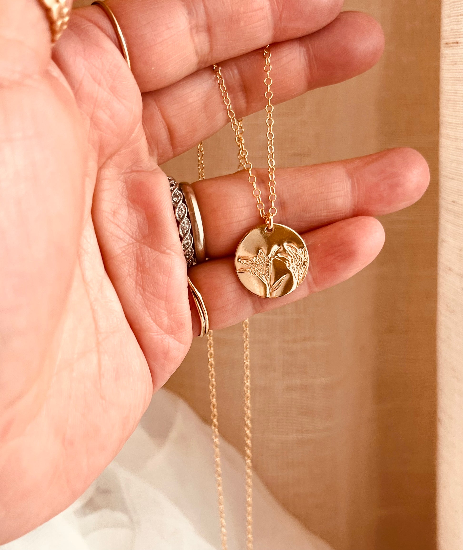 gold lily flower necklace Lily Flower Necklace – Dainty Gold Floral Pendant Necklace Sterling silver / 19”+ 1” Extender