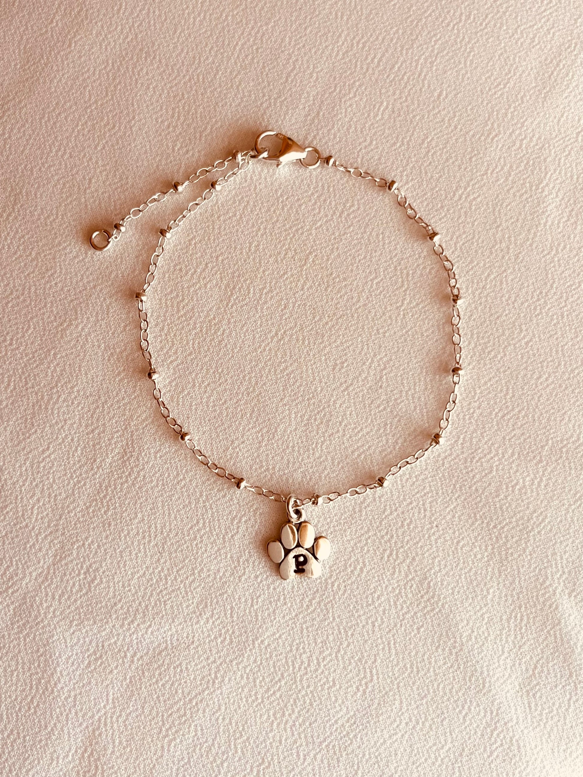 Paw Charm Bracelet, Silver Paw Initial, Tiny Paw, Paw print Keepsake, Paw Initial Chain, Personalized Options, Custom Paw Charm
, Initial Paw Bracelet, Your Pet, Your Way, Forever Passional pet gift, pet lovers gifts, gift for pet lovers , gift ideas 
