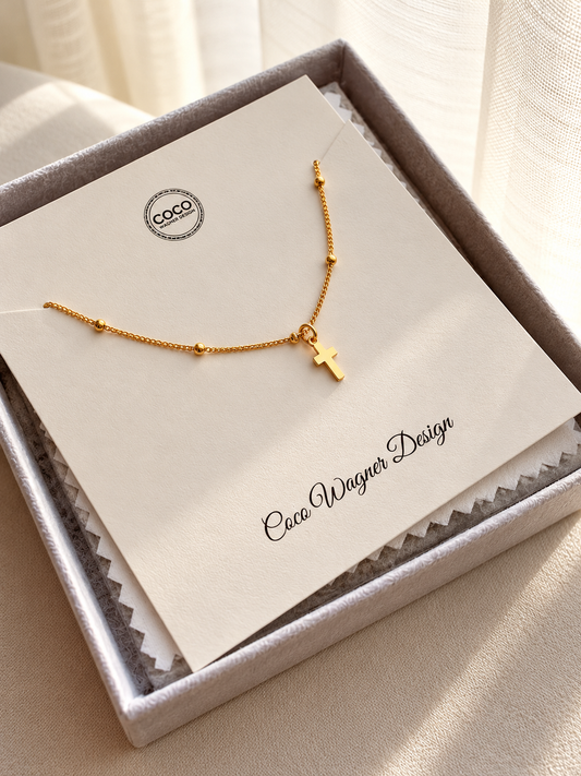 14K Gold Filled Tiny Cross Bracelet, Dainty Layering Bracelet, Waterproof 24/7 Jewelry, Minimalist Gift for Her