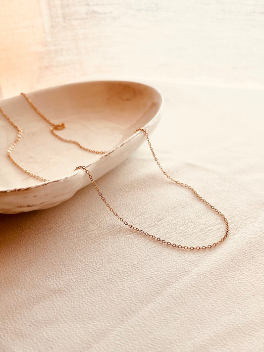 Dainty 14K Gold Filled Chain Necklace | Waterproof Minimalist Everyday Necklace | Build Your Own Charm Necklace