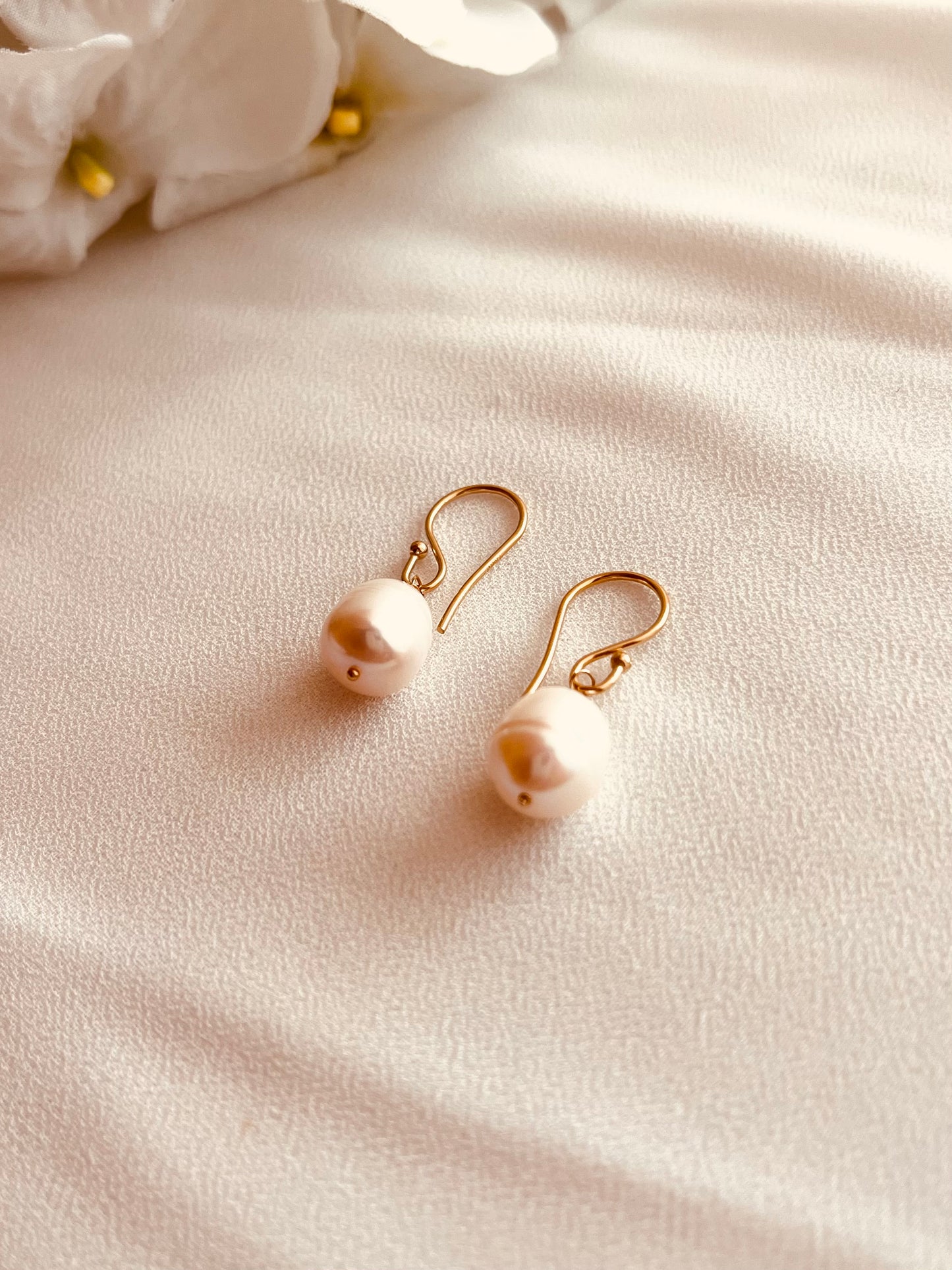 Classic Freshwater Pearl Earrings | Waterproof Gold Filled Jewelry