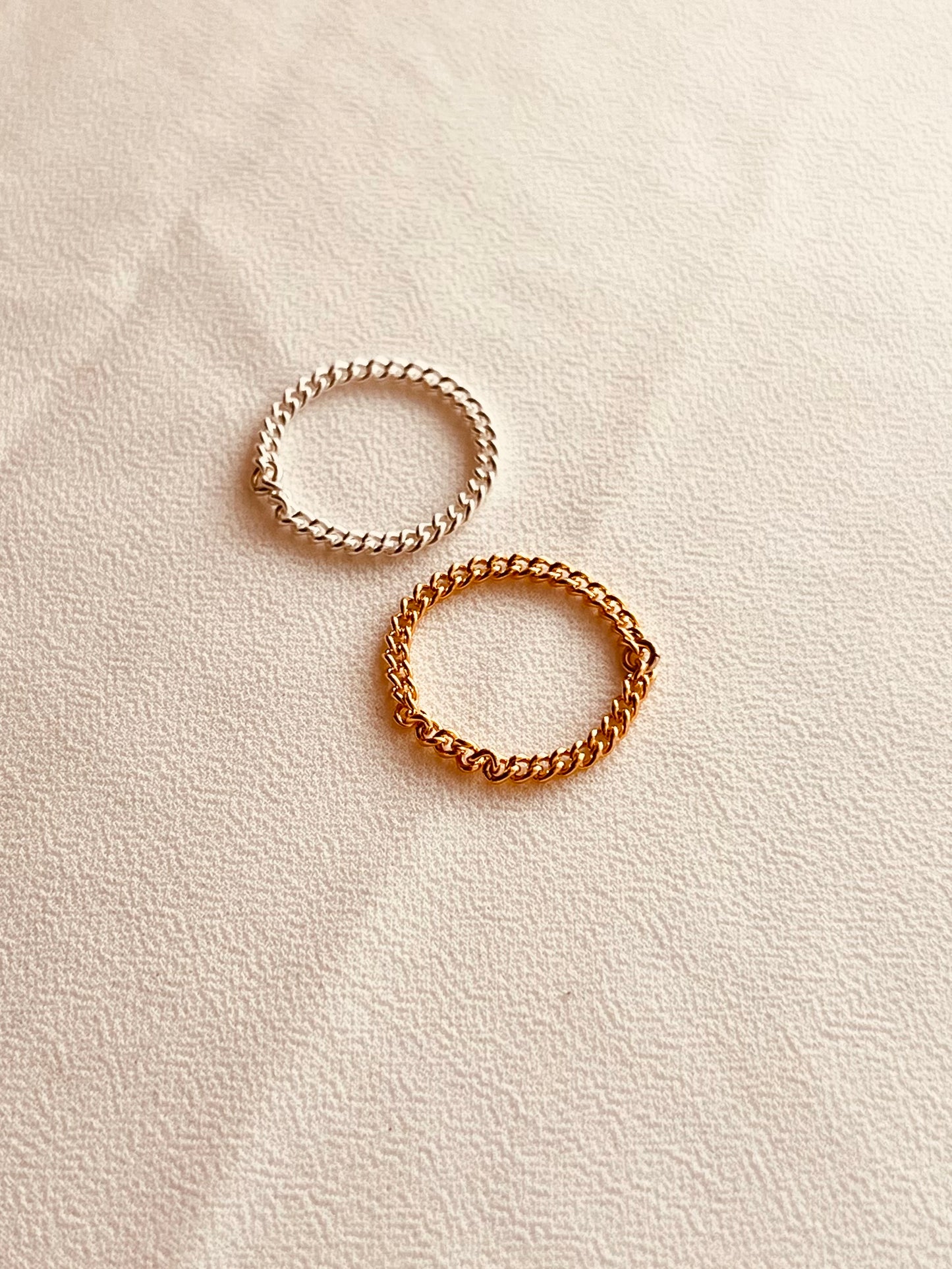 Custom Fit Chain Ring | 14K Gold Filled & Sterling Silver | Stackable Minimalist Ring | Unisex | Mix Metal