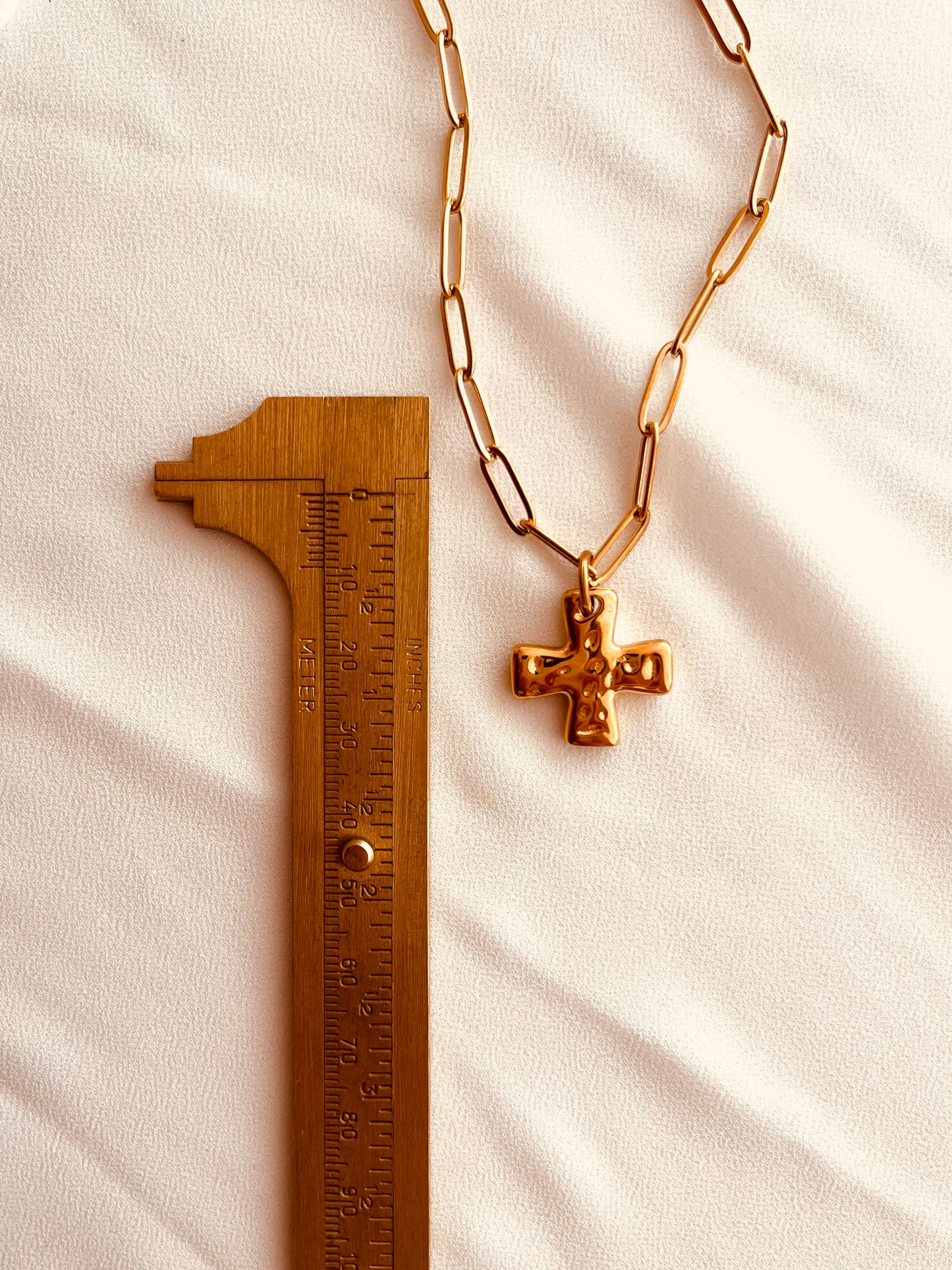 Waterproof Gold Cross Necklace | Paperclip Chain | Tarnish Resistant Jewelry