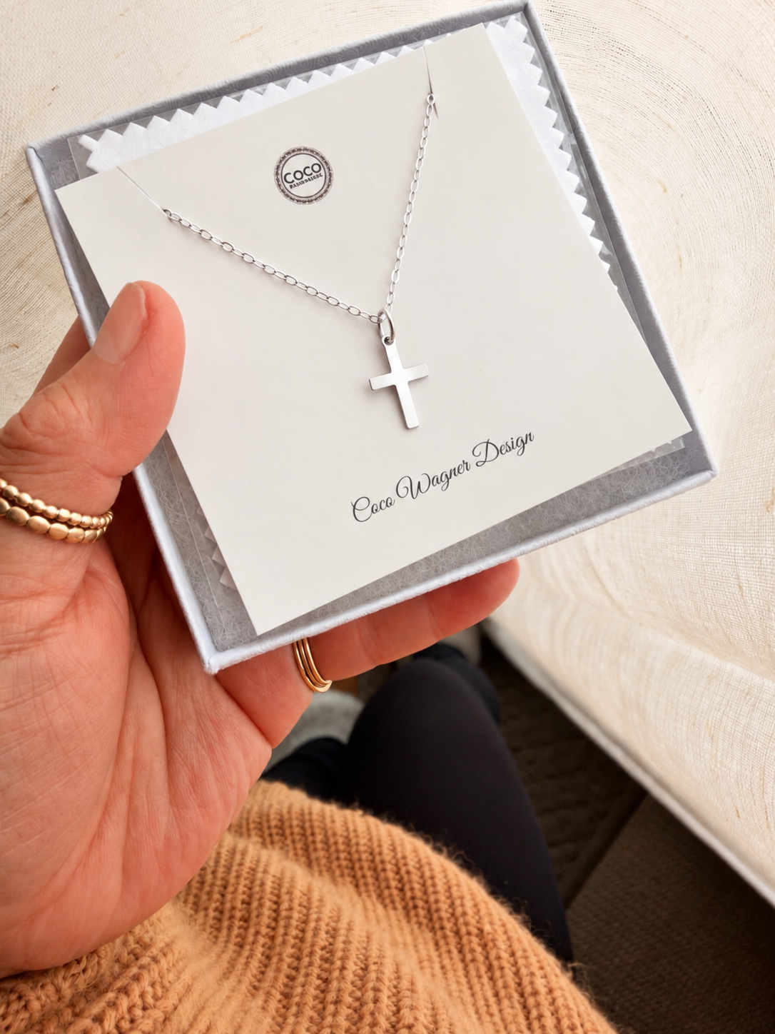 sterling Silver version, Sterling silver dainty cross necklace for lightweight everyday faith jewelry