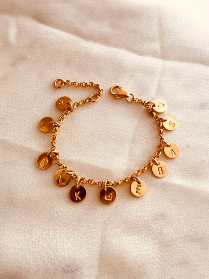 Initial Bracelet, 14K Gold Filled Mini Disc Bracelet, Custom initial Bracelet, Personalized Gifts For Her, Custom Jewelry, Grandma Bracelet, Minimalist, 
Chain and Link, Monogram and Name, Custom Jewelry, Personalized Gifts, Children Initials Jewelry, Gift For Her, Holiday Gift Ideas, Chain Bracelet, Link Bracelet, Stack bracelets, Gold filled bracelets, Gold Chain Bracelet, Chain and Link, Minimalist Jewelry, Christmas Gift Ideas