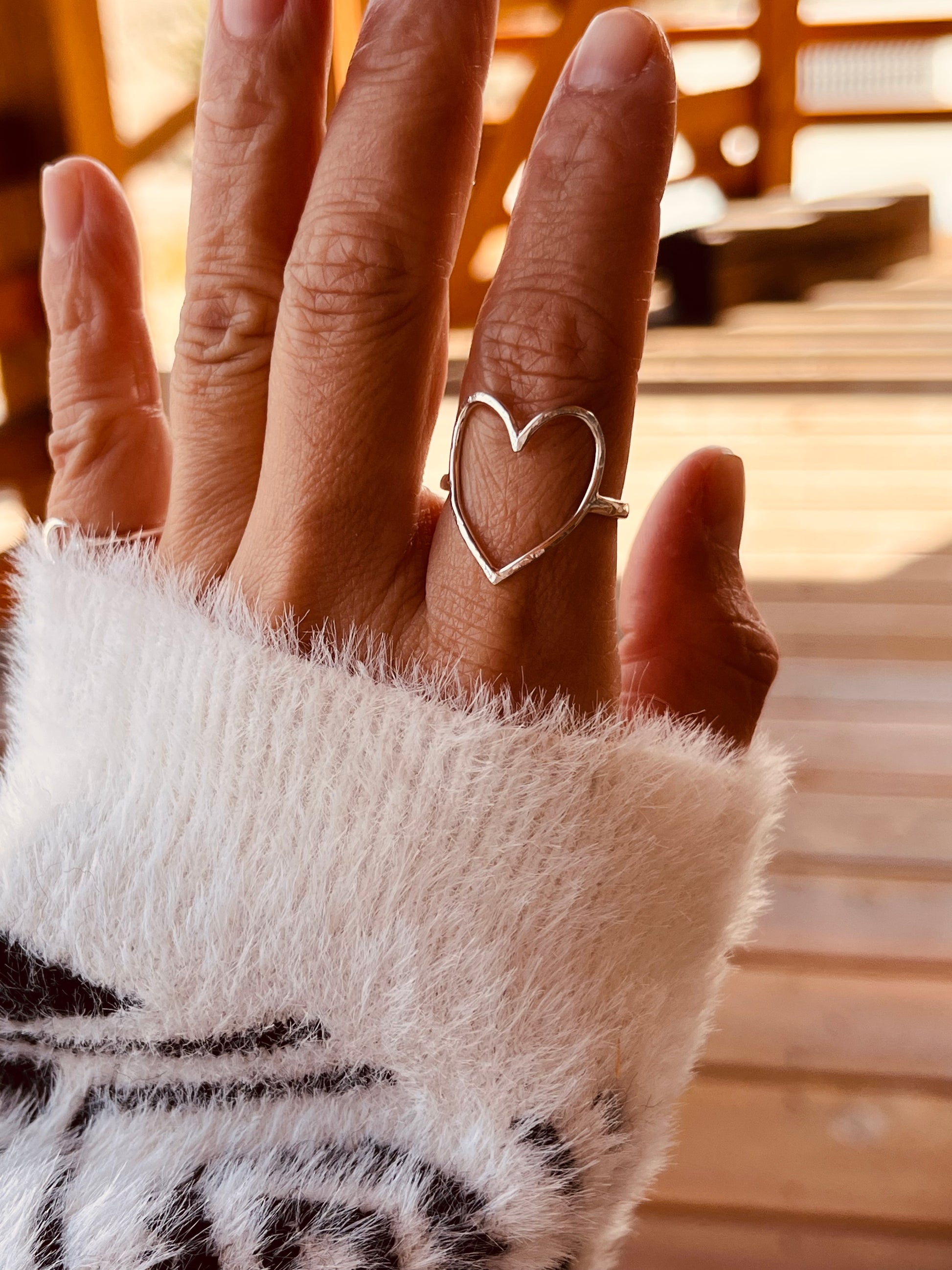 Large Open Heart Ring, Statement Rings, Stacking Rings, Stackable Rings, Dainty Rings, Delicate Rings, Heart, Best Friends Gifts, Friendship Jewelry, Mothers Gift, Wife Gift Ideas,  Grandmothers Gifts