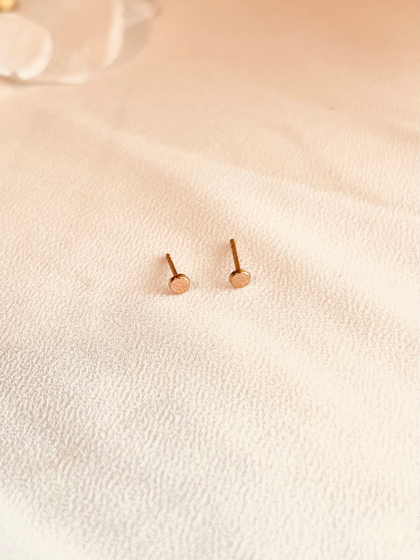 14K Solid Gold Dot Stud Earrings, Tiny Gold Studs, Minimalist Everyday Earrings, Dainty Flat Disc Studs, Gift for Her