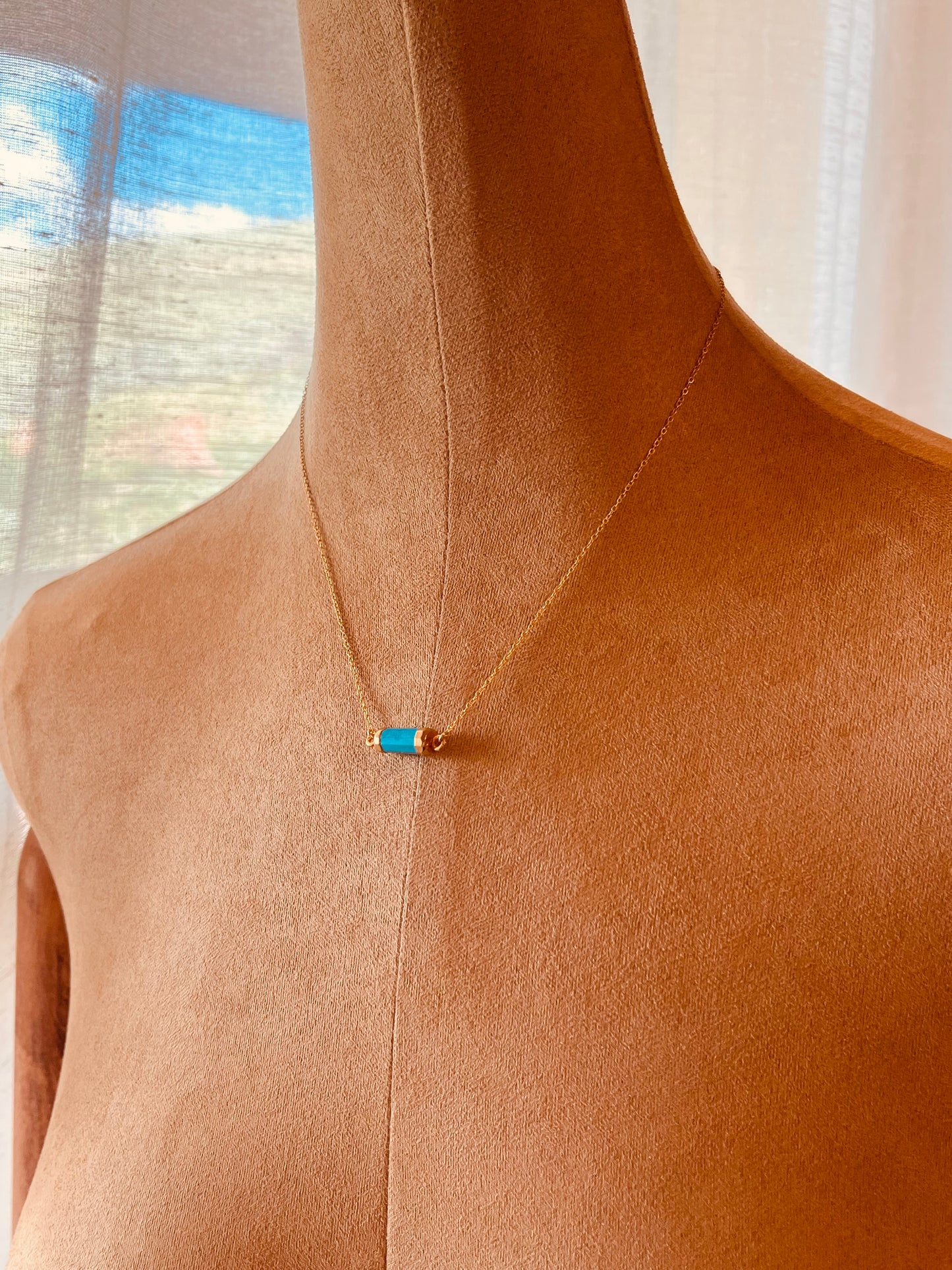 Turquoise Bar Necklace, Minimalist Turquoise Necklace, Dainty Jewelry, Gift for Her