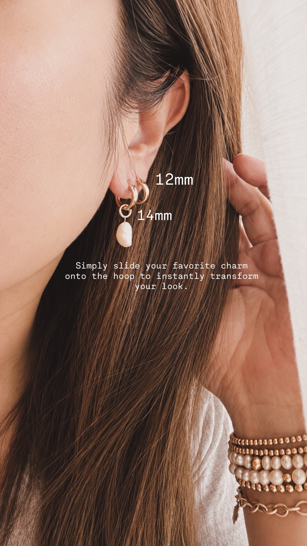 Freshwater Pearl Charm Add-On | Baroque Pearl Necklace & Hoop Earring Charm | 14K Gold Filled or Sterling Silver