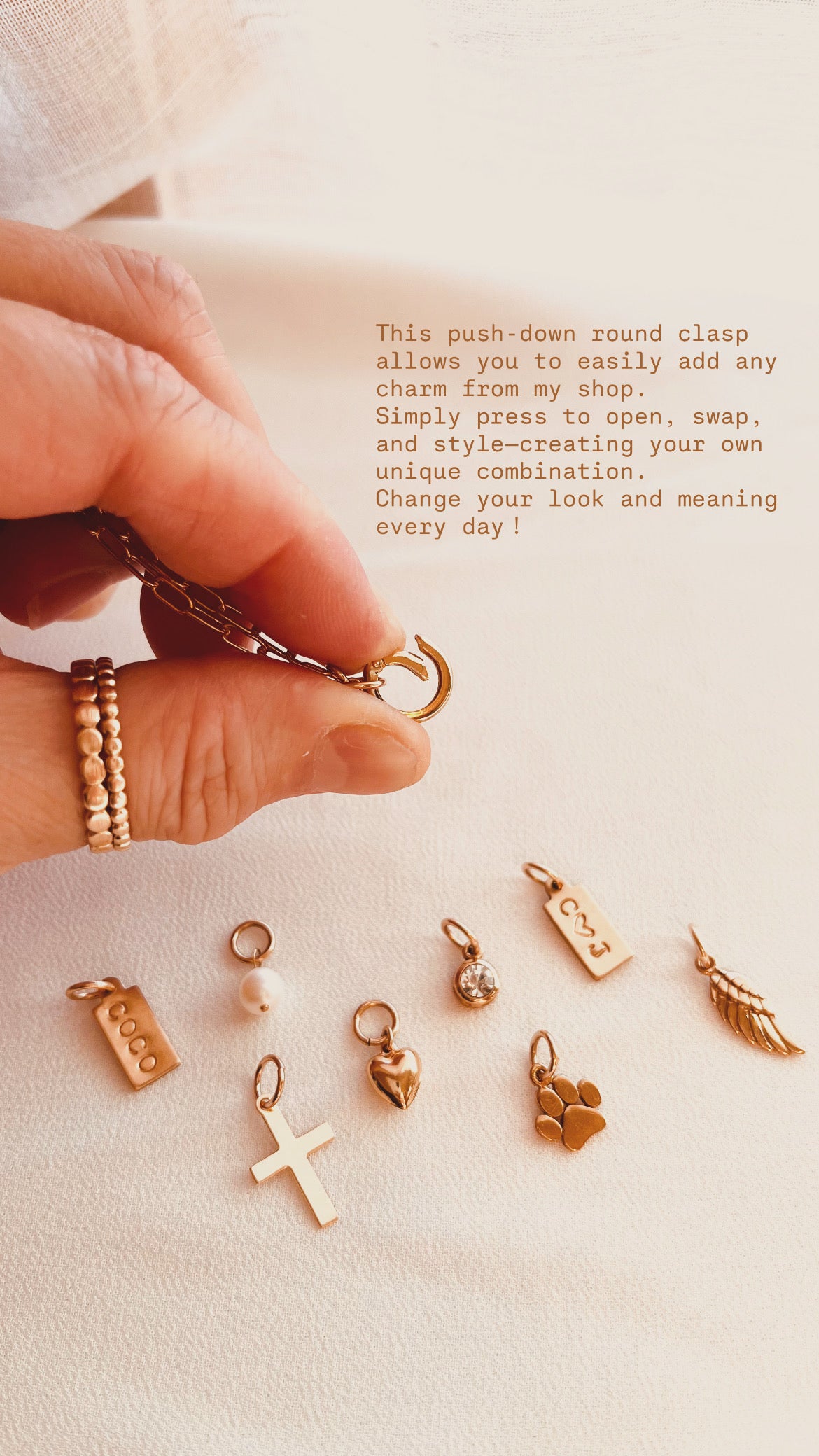 Charm Holder Necklace – Gold Paperclip Chain for Charms & Layering