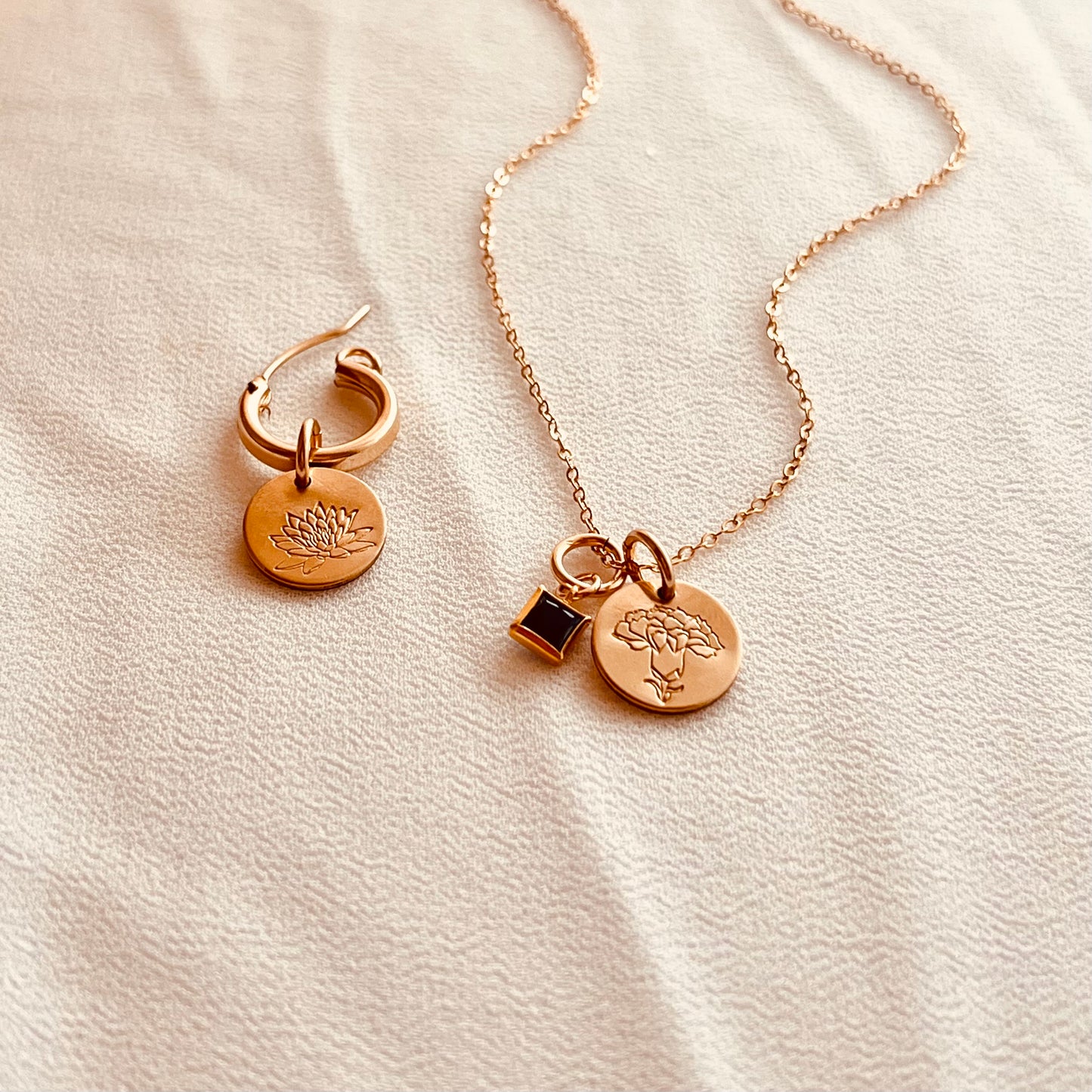 Personalized Birth Flower Charm 11mm | 14K Gold Filled or Sterling Silver