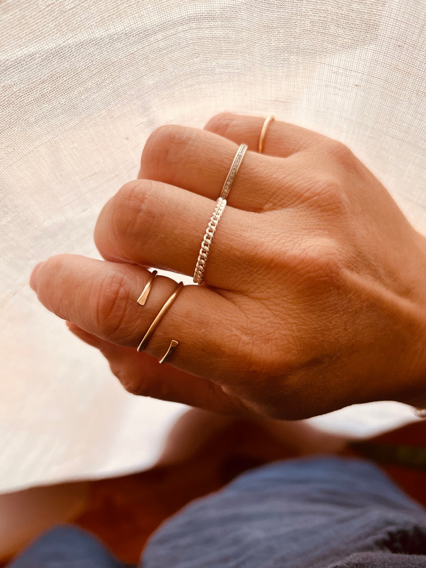Custom Fit Chain Ring | 14K Gold Filled & Sterling Silver | Stackable Minimalist Ring | Unisex | Mix Metal