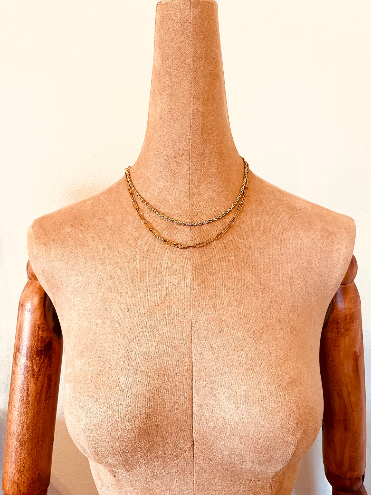 Layered Gold Necklace Set – Rope & Paperclip Chain | 2-in-1
