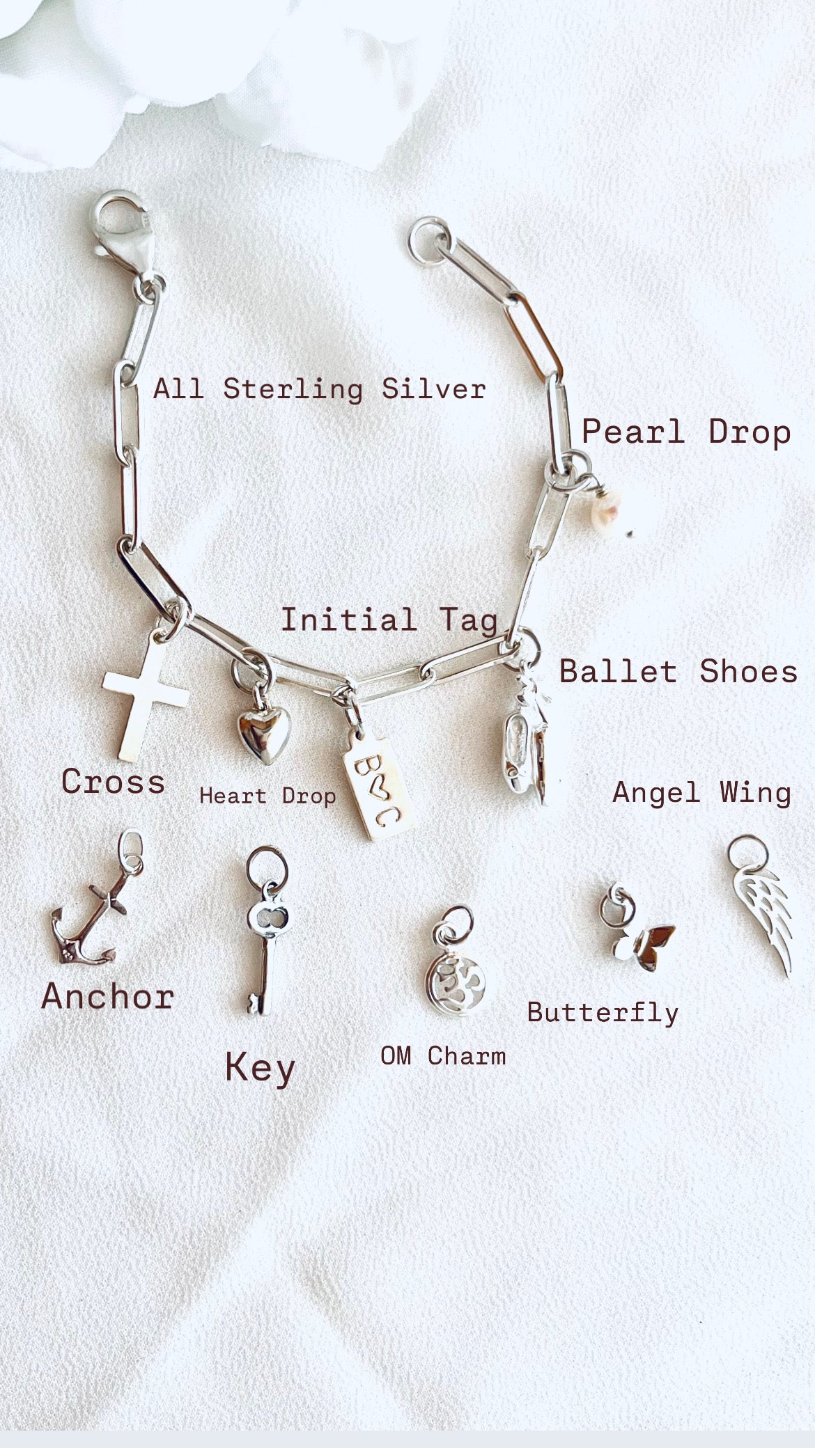Personalized Charm Bracelet, Sterling Silver Charm Bracelet