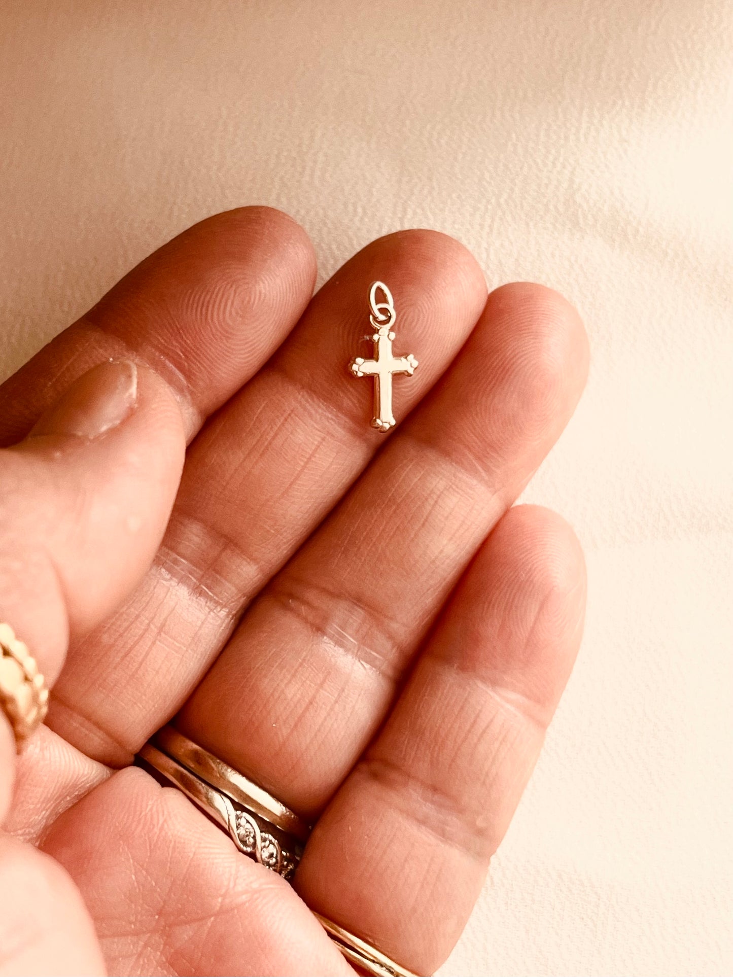 Sterling Silver Tiny Cross Charm | Minimalist Cross Pendant for Bracelet or Necklace