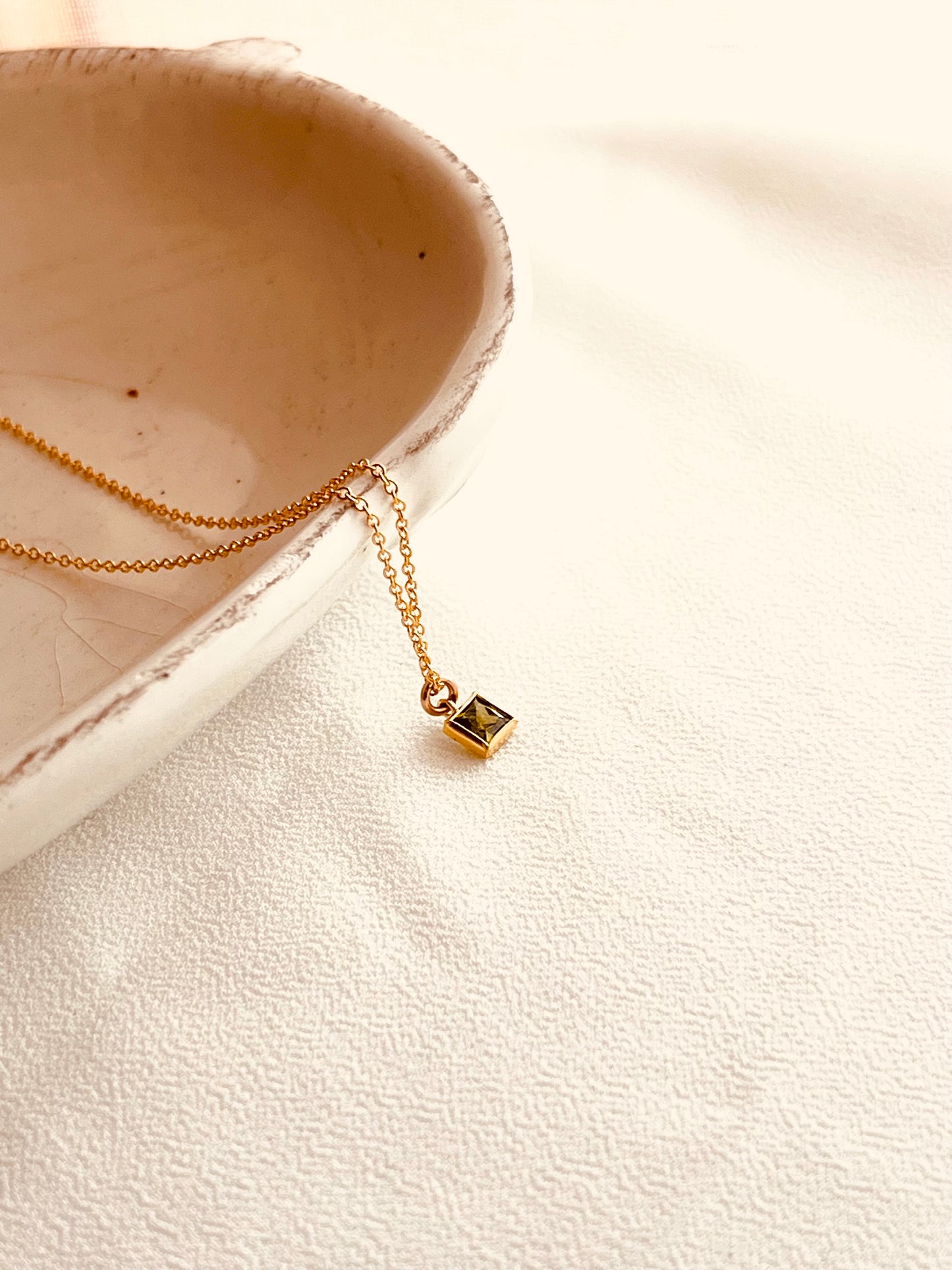 Tiny Peridot Necklace | August Birthstone | 14K Gold Filled Jewelry