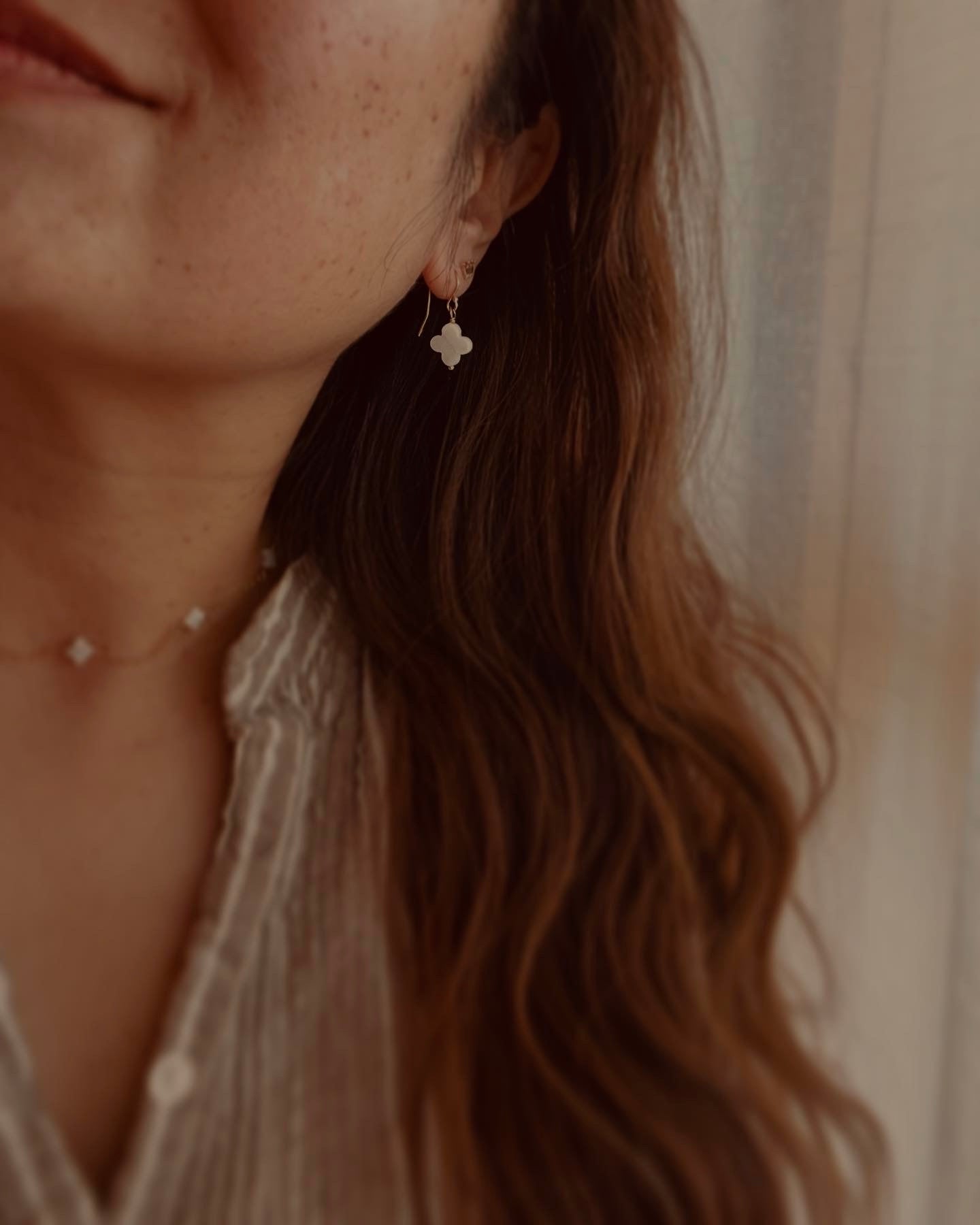 Mother of Pearl Clover Earrings