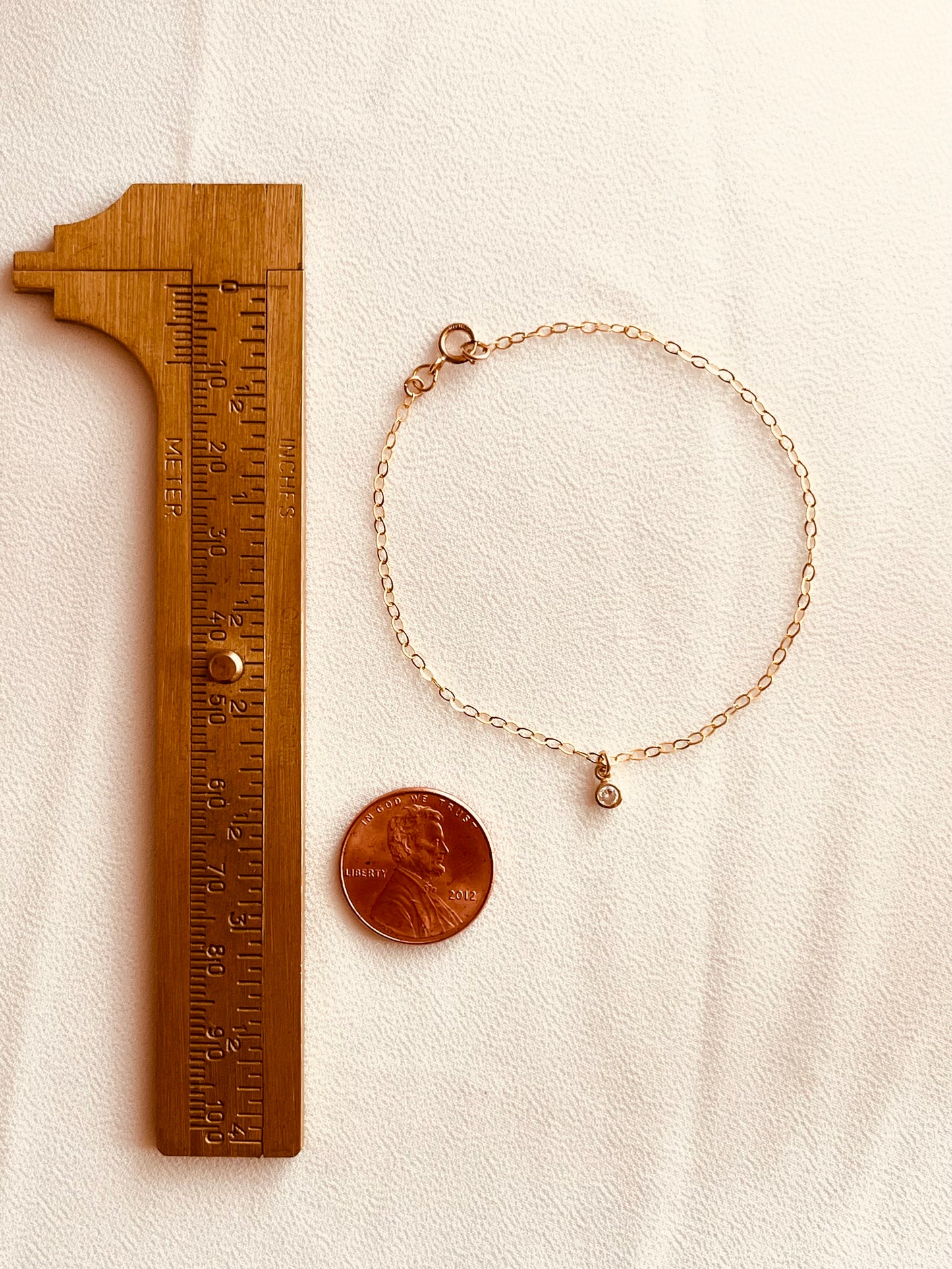 Super Dainty CZ Drop Bracelet | 14K Gold Filled Custom Fit Bracelet | Minimalist Layering Bracelet | Gift for Her
