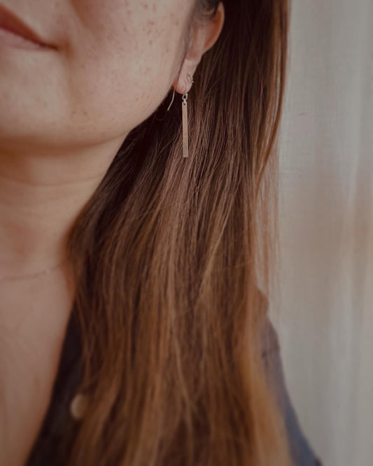 Hammered bar earrings, sterling silver earrings, gifts, Wear them solo for a clean, modern look or pair them with layered studs for an edgy stack. 