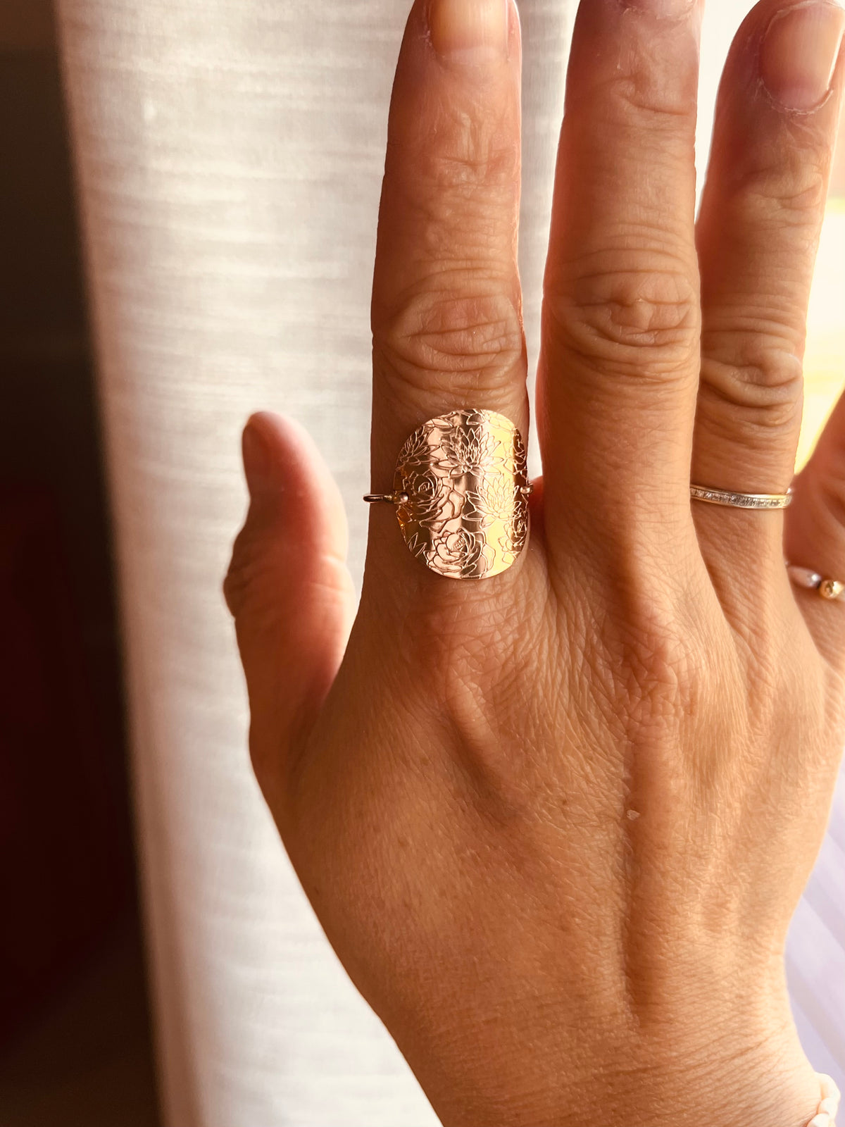 Rose gold filled Birth Flower Ring, Wear 24/7, handmade in Wyoming, Rose gold filled Ring