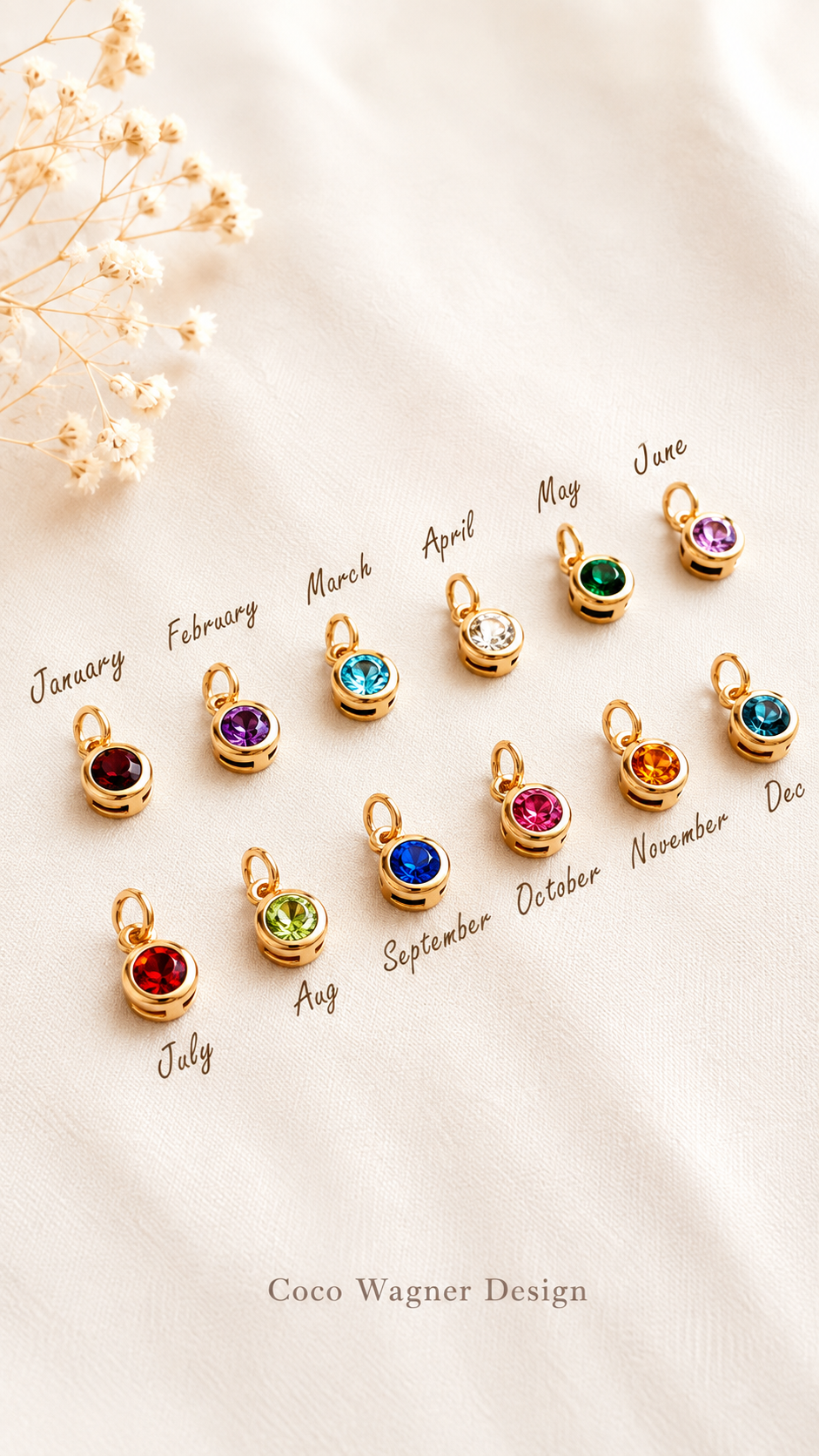 Birthstone Charm Add-On | Personalized Birth Month Charm for Necklace & Bracelet