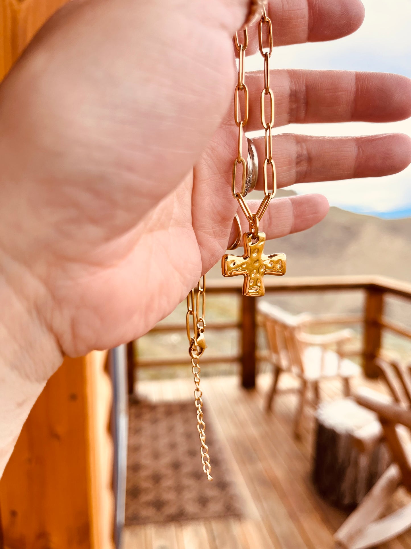 Waterproof Gold Cross Necklace | Paperclip Chain | Tarnish Resistant Jewelry