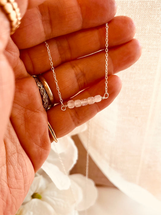 Sterling Silver Moonstone Bar Necklace