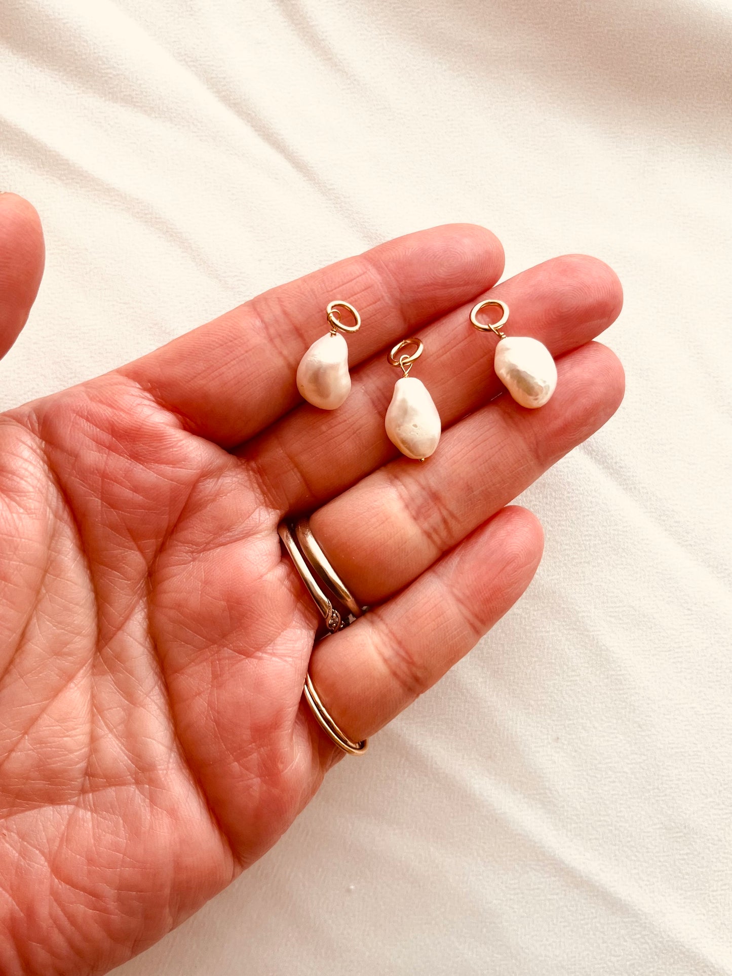 Freshwater Pearl Charm Add-On | Baroque Pearl Necklace & Hoop Earring Charm | 14K Gold Filled or Sterling Silver