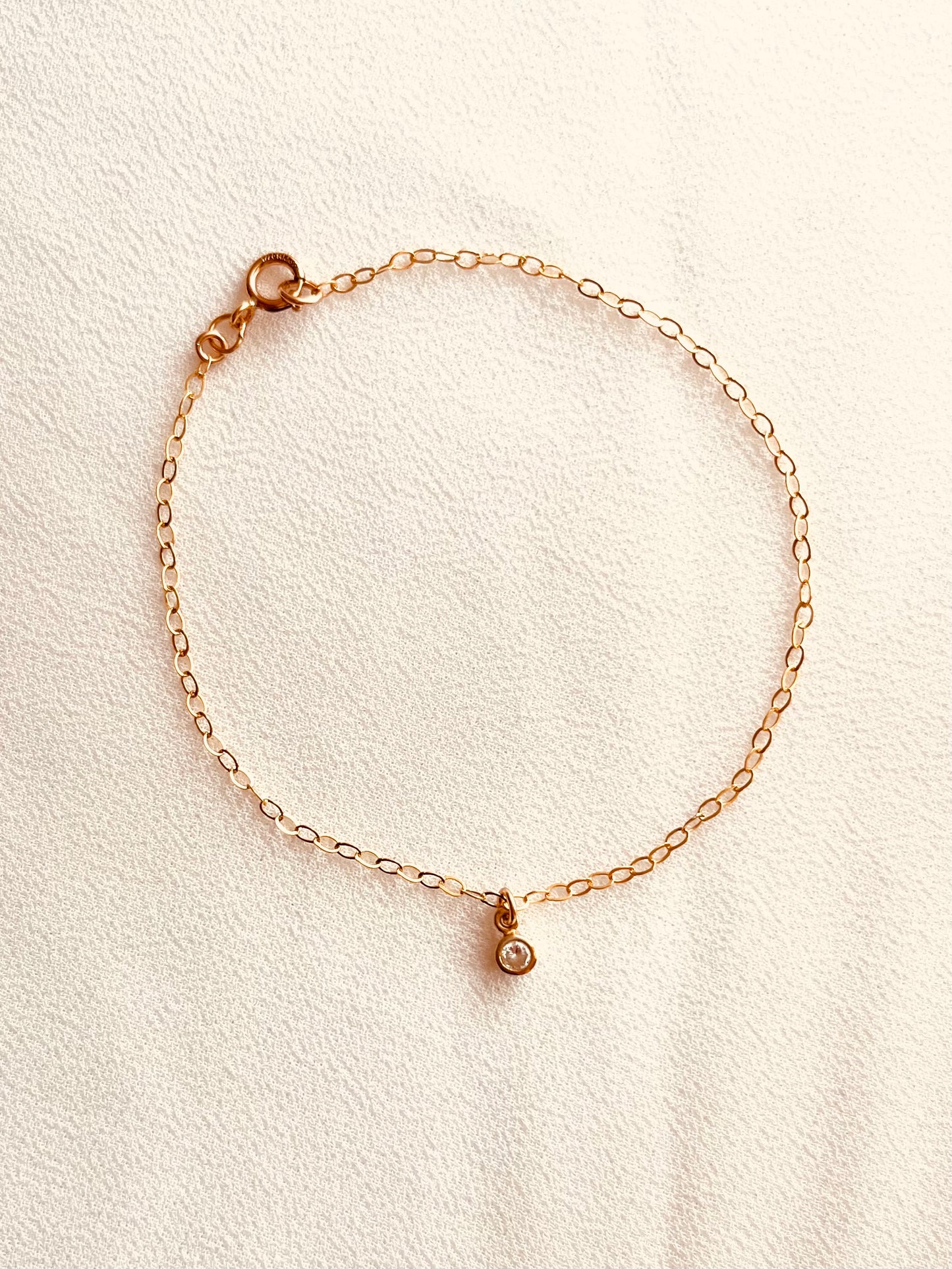 Super Dainty CZ Drop Bracelet | 14K Gold Filled Custom Fit Bracelet | Minimalist Layering Bracelet | Gift for Her