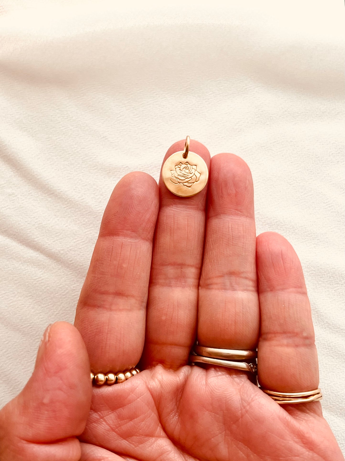 Personalized Birth Flower Charm 13mm | 14K Gold Filled or Sterling Silver