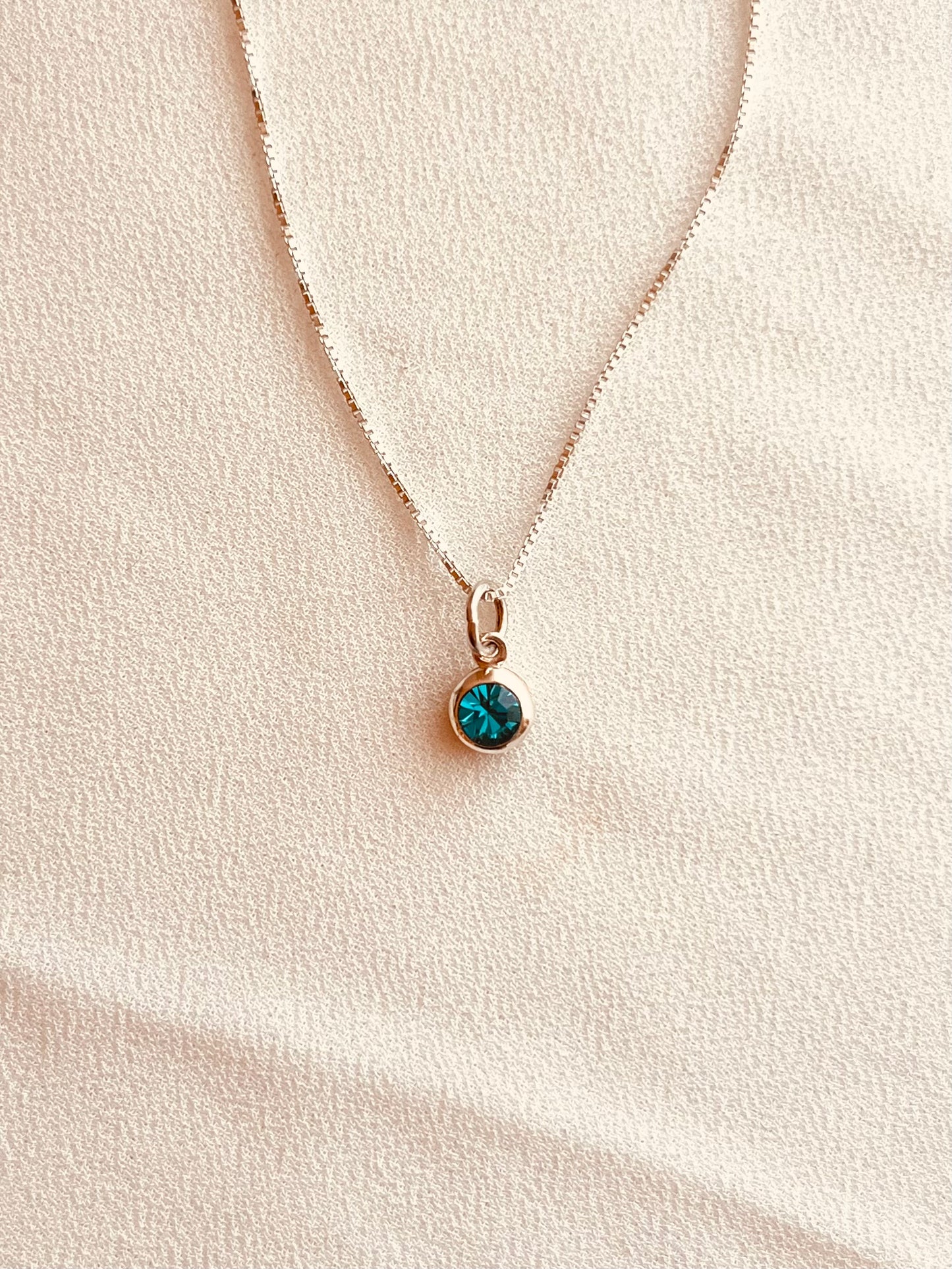 Sterling Silver Birthstone Necklace, Personalized Birthstone Pendant, Minimalist Everyday Necklace, Birthday Gift for Her