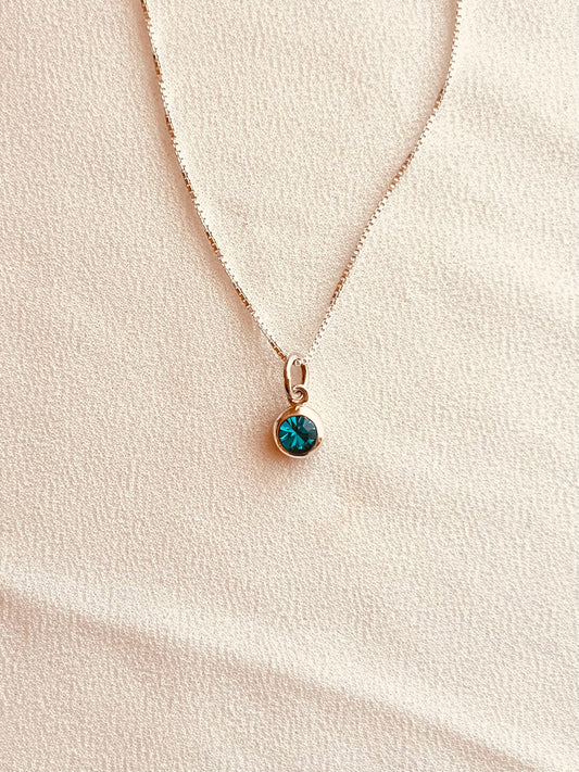 Sterling Silver Birthstone Necklace, Personalized Birthstone Pendant, Minimalist Everyday Necklace, Birthday Gift for Her