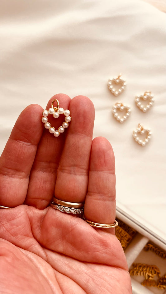 Pearl Heart Charm – 18K Gold Filled Dainty Add-On Necklace Bracelet Earrings Charm