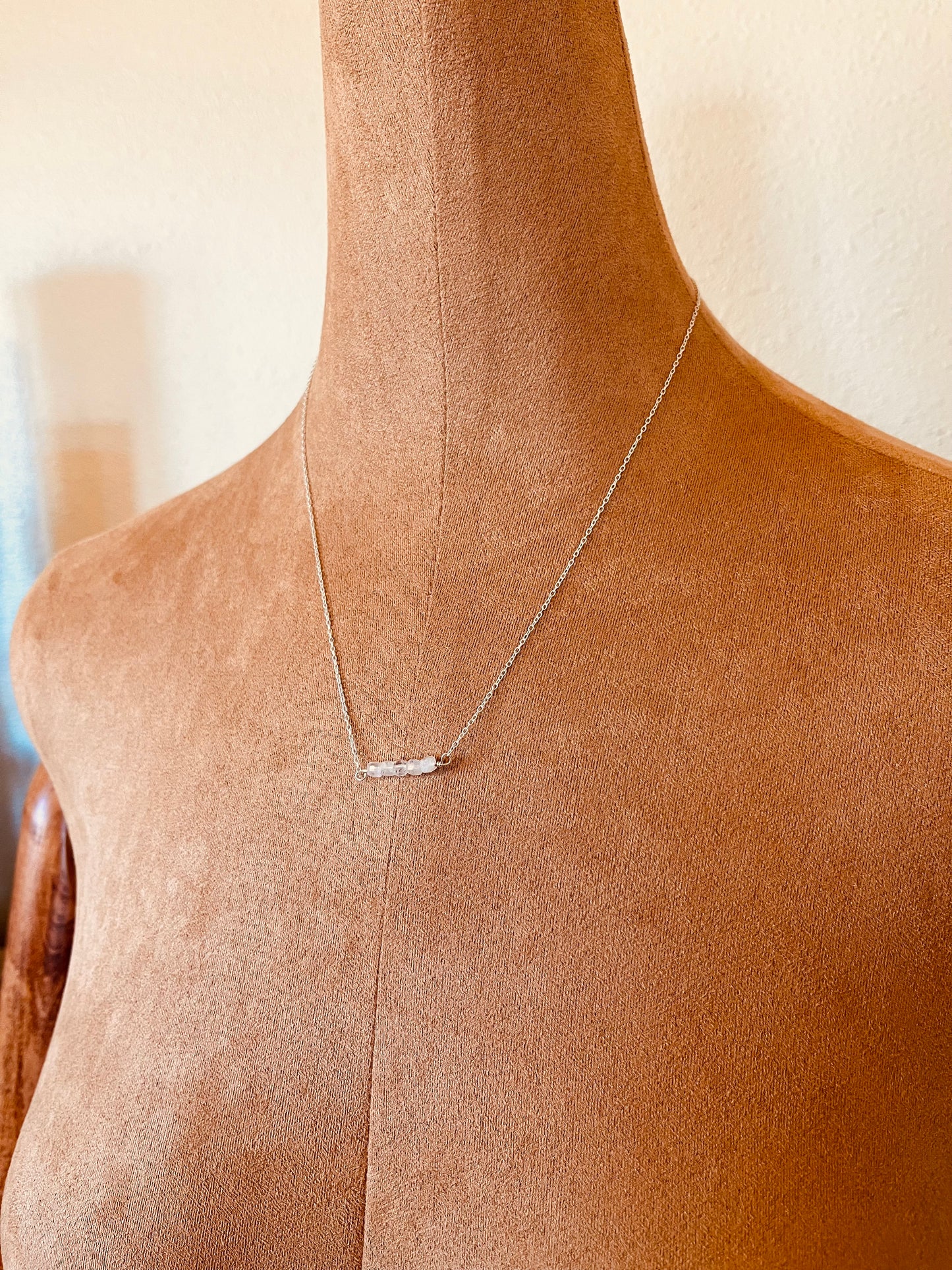 Sterling Silver Moonstone Bar Necklace