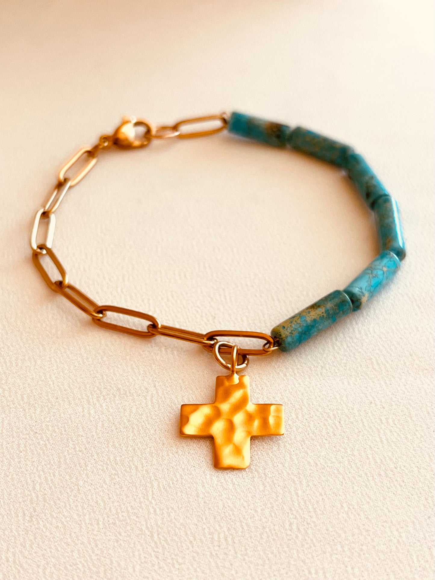 One-of-a-Kind Turquoise Cross Bracelet – Western Style Handmade Jewelry