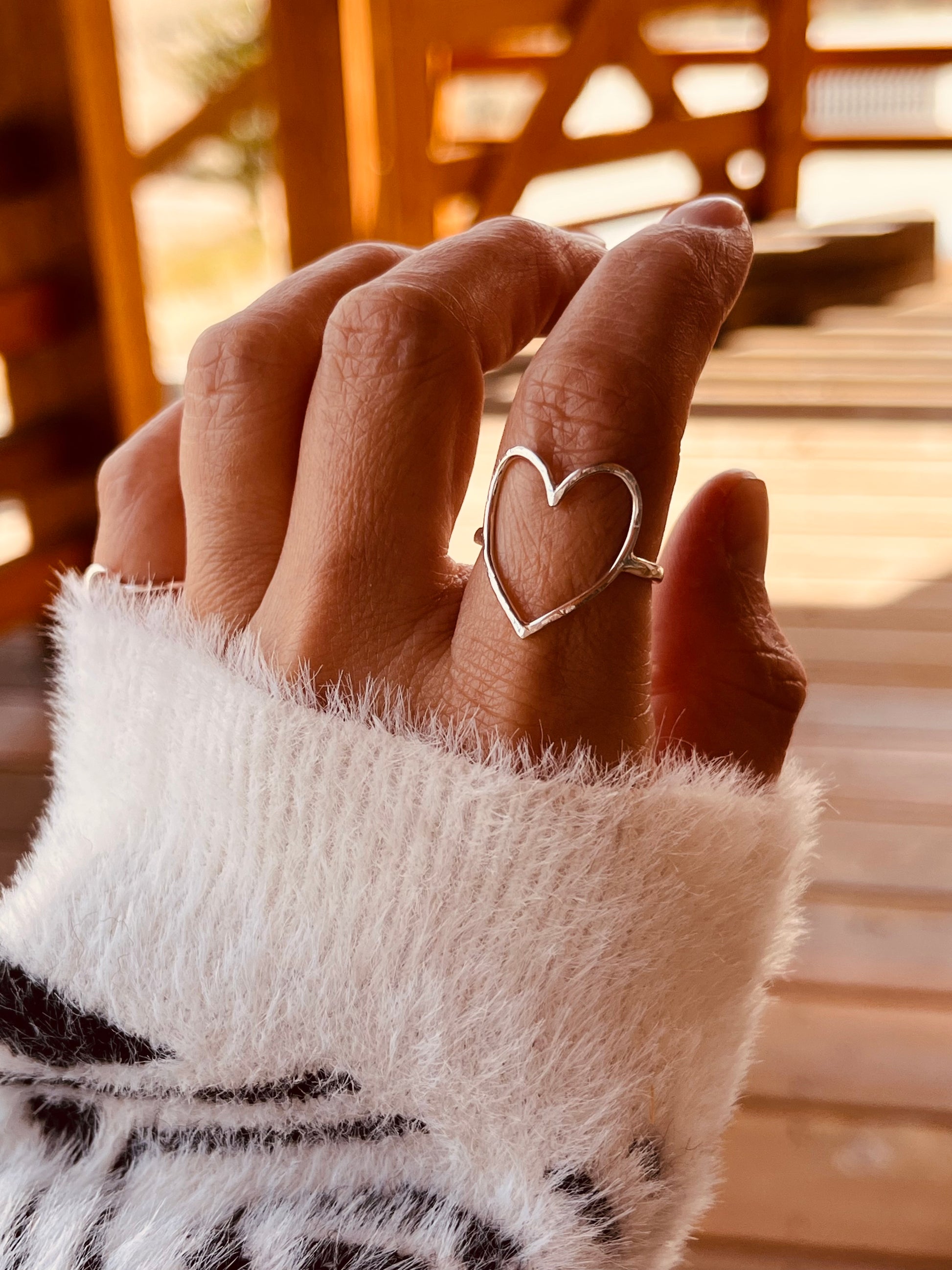 Large Open Heart Ring, Statement Rings, Stacking Rings, Stackable Rings, Dainty Rings, Delicate Rings. Best Friends Gifts, Friendship Jewelry, Mothers Gift, Wife Gift Ideas,  Grandmothers Gifts